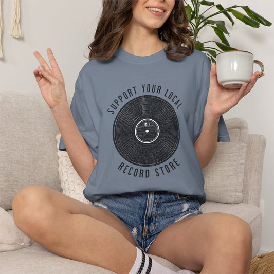Support Your Local Record Store Vintage Distressed Retro Tee