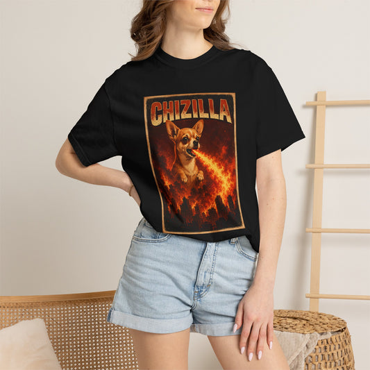 Chizilla Chihuahua T-Shirt — Godzilla Parody Fire-Breathing Dog Tee