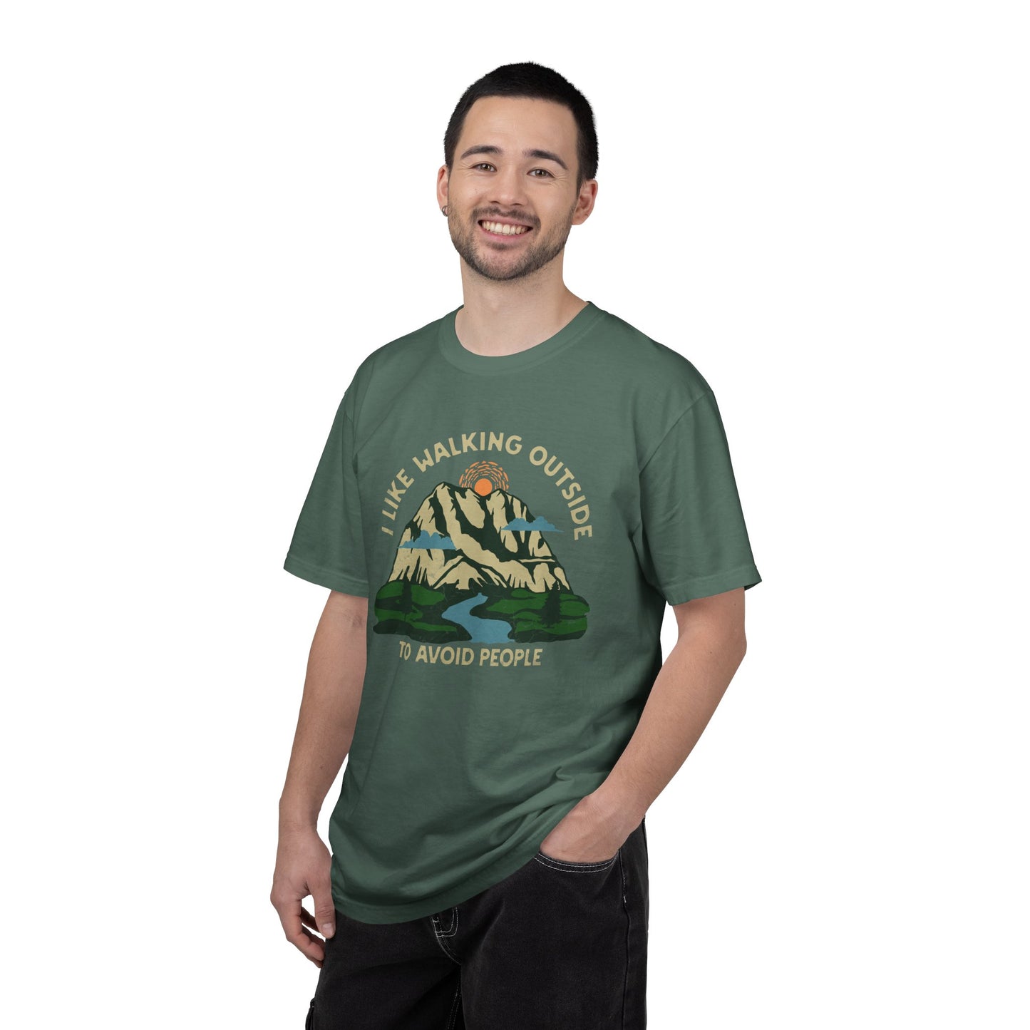 I Like Walking Outside to Avoid People Funny Hiking Introvert Nature Graphic T-Shirt