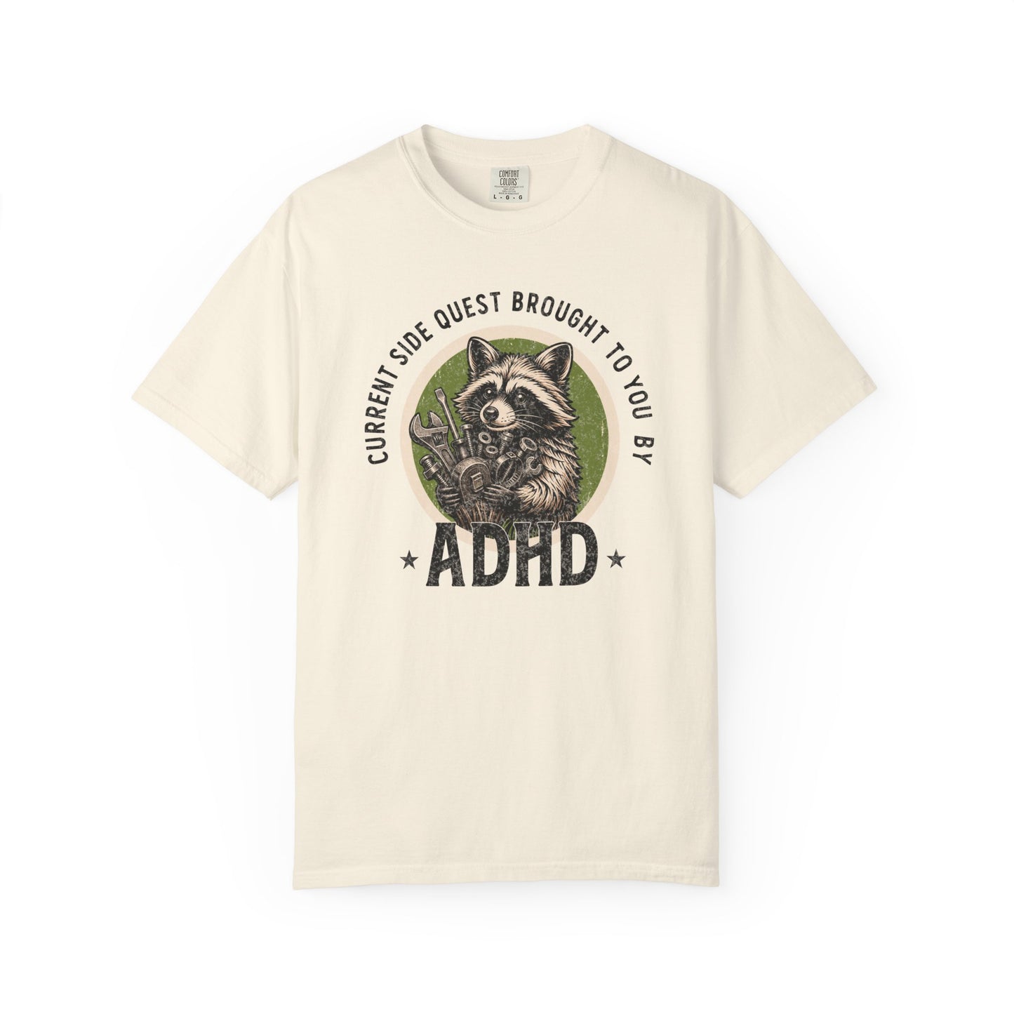 Distressed Current Side Quest Brought to You by ADHD Shirt, Funny Neurodivergent Humor Animal Tee