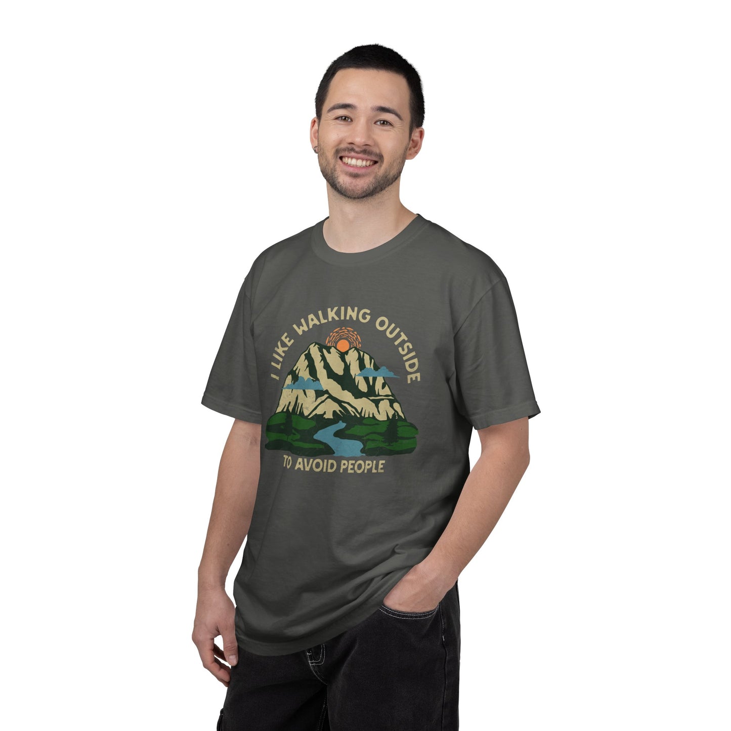 I Like Walking Outside to Avoid People Funny Hiking Introvert Nature Graphic T-Shirt
