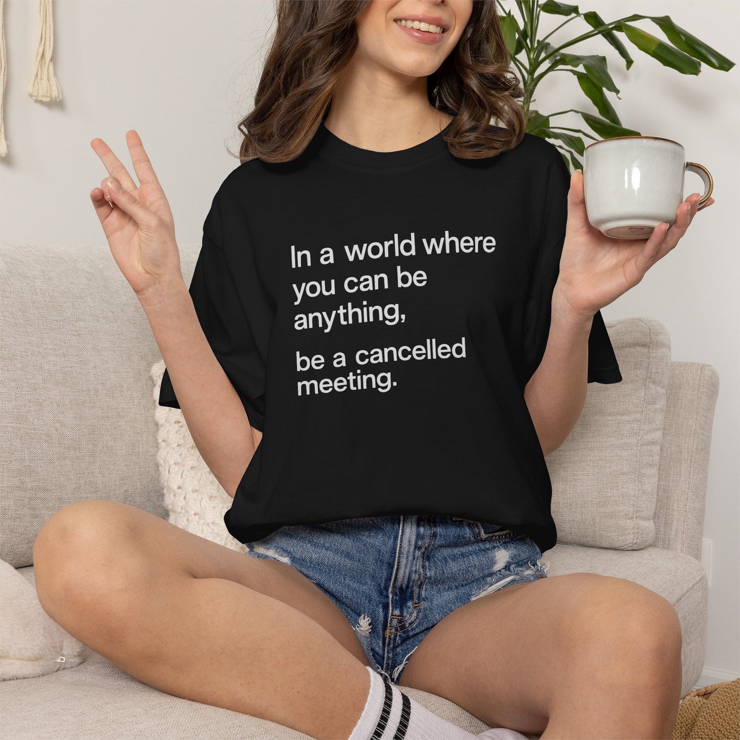 Be a Cancelled Meeting Shirt | Funny Introvert T-Shirt | Office Humor Tee | Minimalist Graphic Shirt