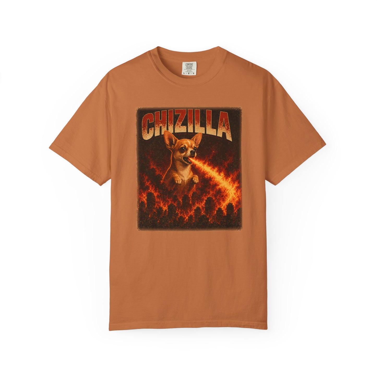 Chizilla Chihuahua T-Shirt — Godzilla Parody Fire-Breathing Dog Tee