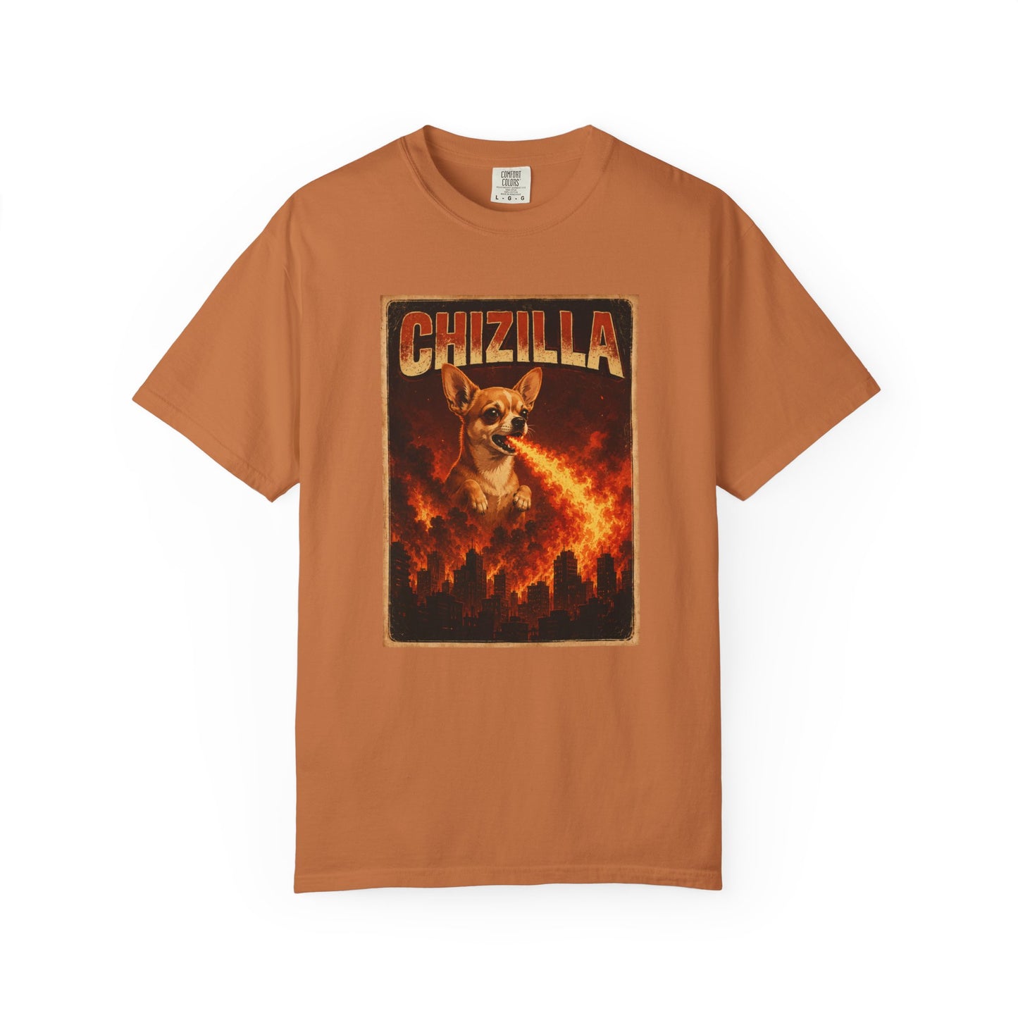 Chizilla Chihuahua T-Shirt — Godzilla Parody Fire-Breathing Dog Tee
