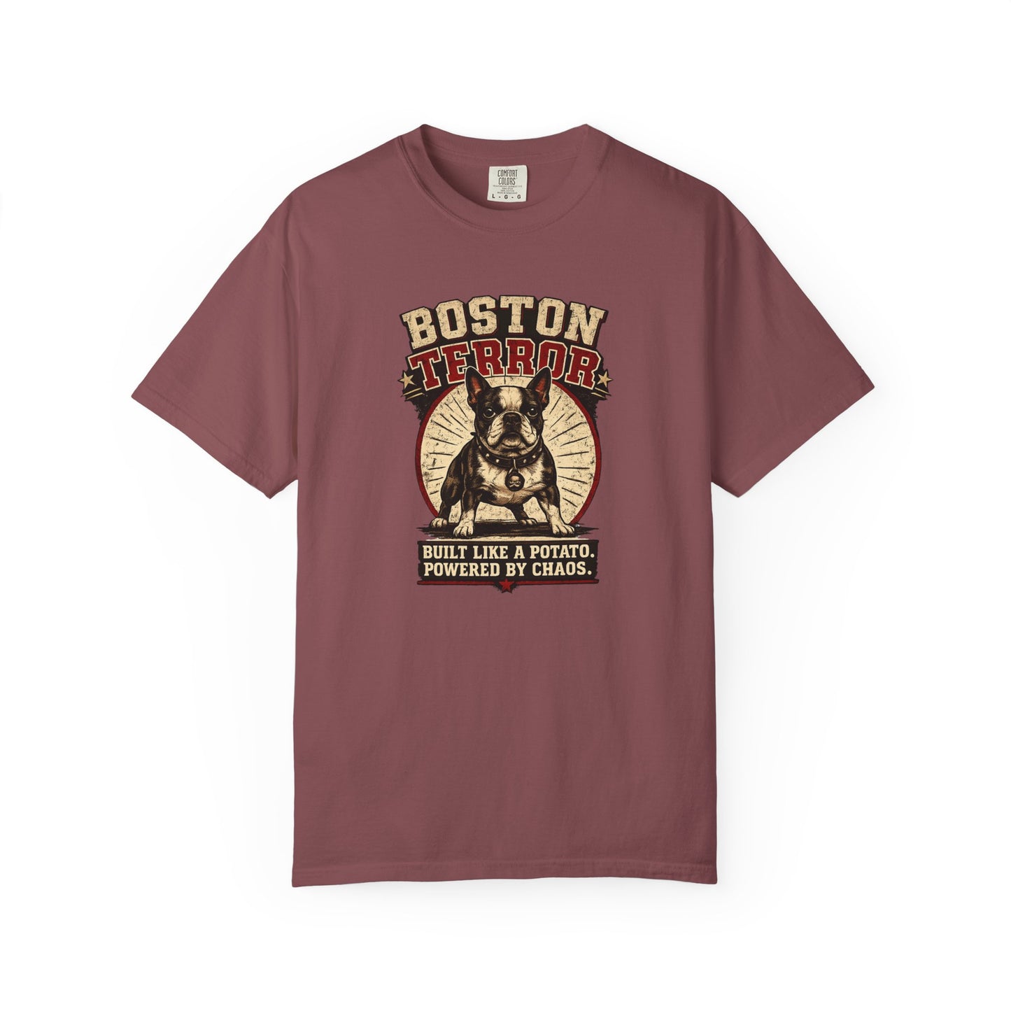 Boston TERROR Retro Boston Terrier T-Shirt — Built Like a Potato, Powered by Chaos