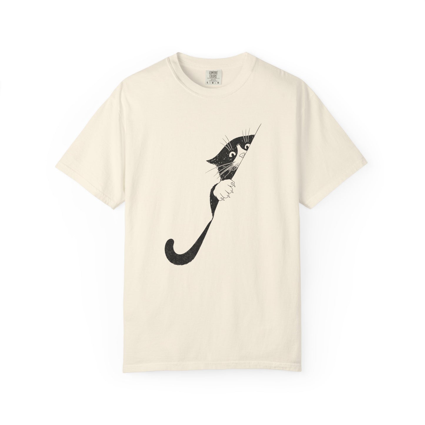 Peekaboo Cat T-Shirt — Minimalist 'Is It Safe?' Cat Lover Tee