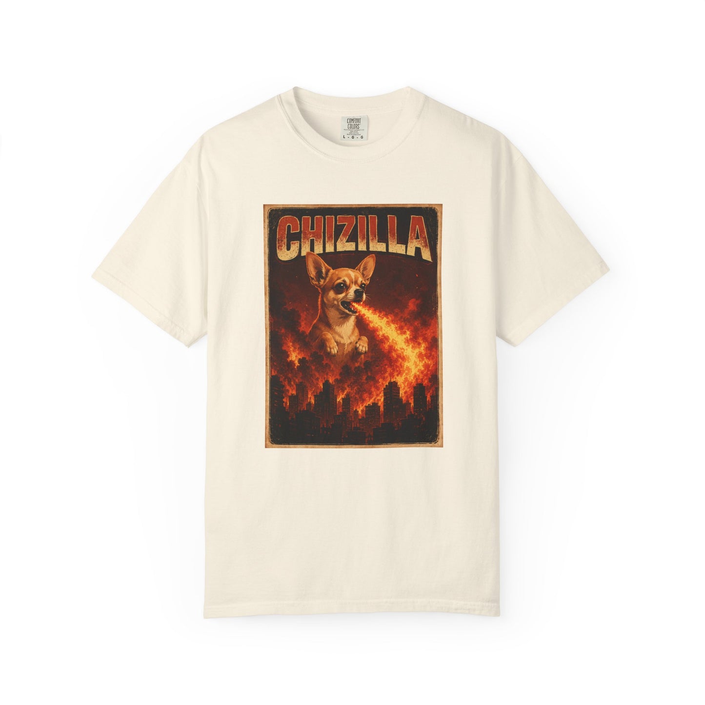 Chizilla Chihuahua T-Shirt — Godzilla Parody Fire-Breathing Dog Tee