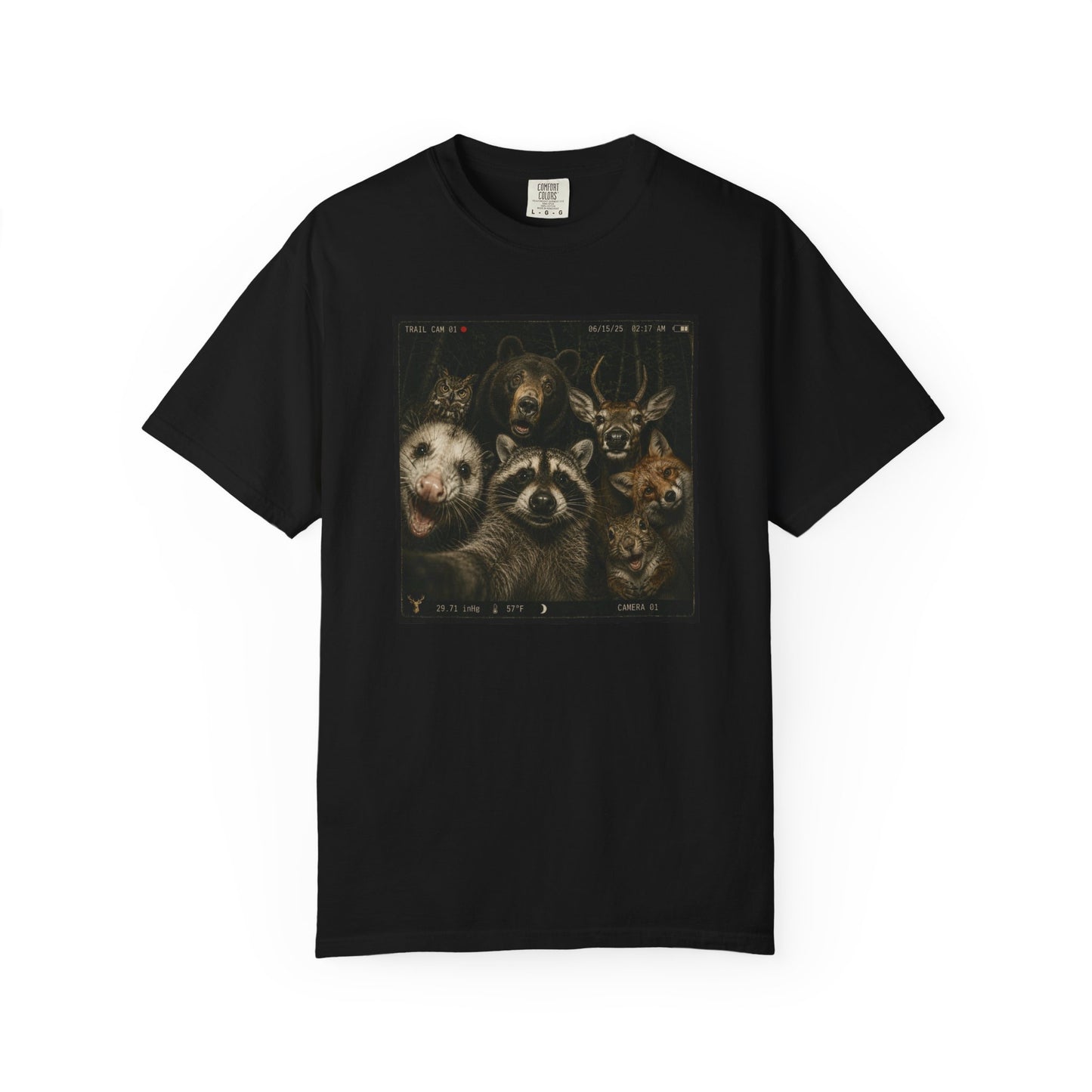 Trail Cam Animals T-Shirt — Funny Forest Wildlife Photo Tee