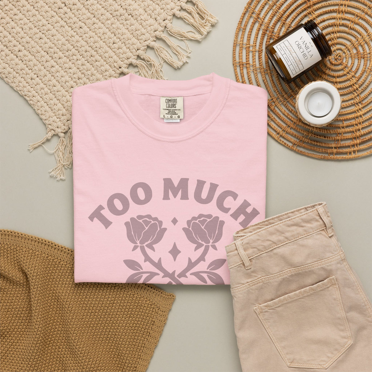 Too Much Too Bad Unapologetic Rose Graphic T-Shirt