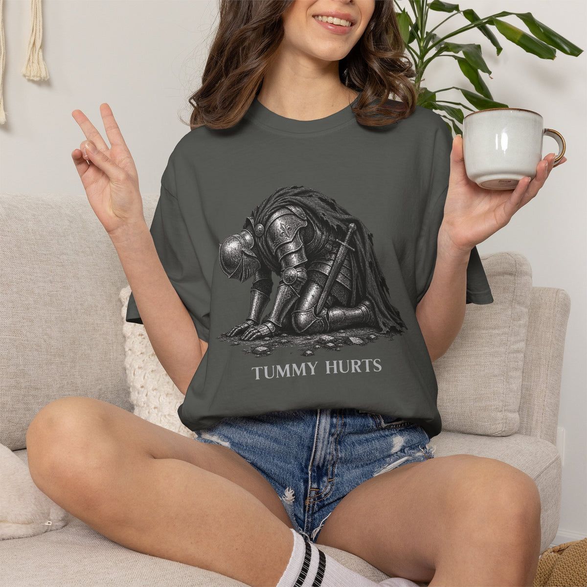 Tummy Hurts Medieval Knight Funny Fantasy Shirt
