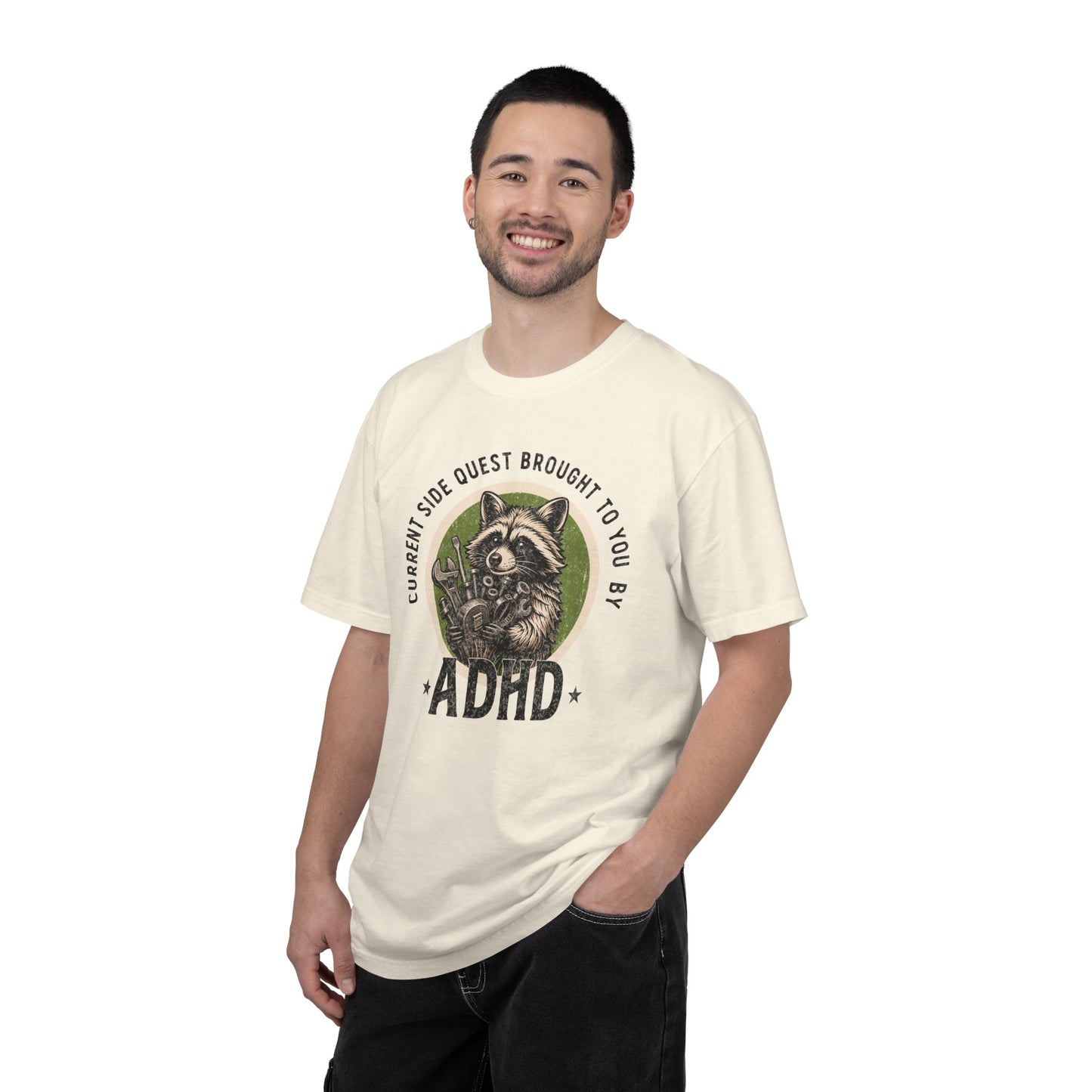 Distressed Current Side Quest Brought to You by ADHD Shirt, Funny Neurodivergent Humor Animal Tee