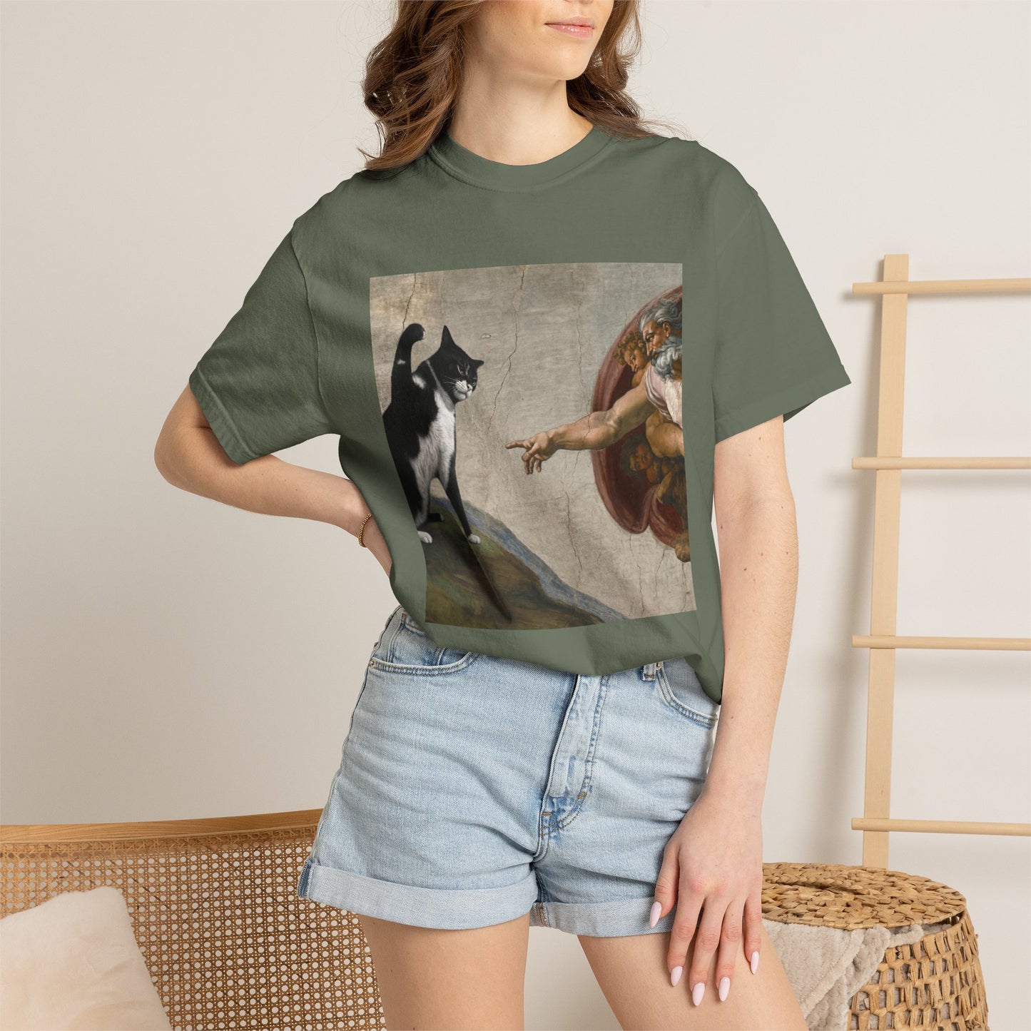 The Creation of Cat - Renaissance Parody T-Shirt
