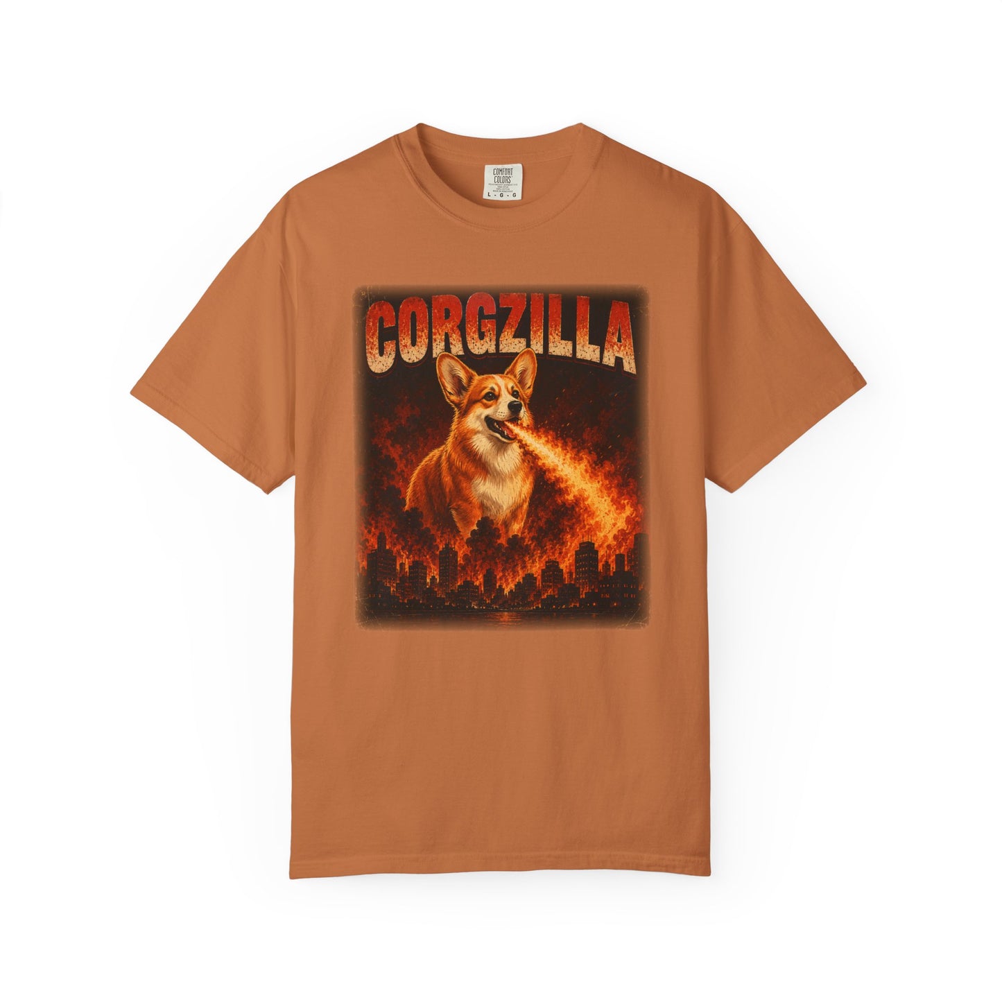 Corgzilla T-Shirt — Fire-Breathing Corgi Monster City Poster Tee