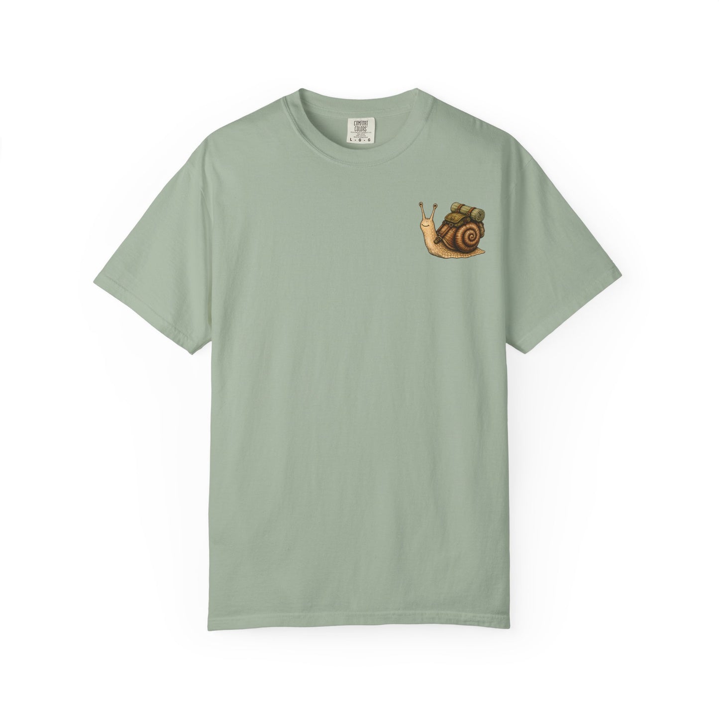 Snail Pocket T-Shirt — Cute Minimal Animal Slow Adventure Graphic Tee