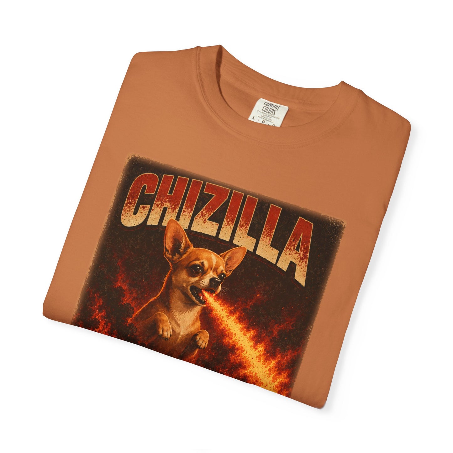 Chizilla Chihuahua T-Shirt — Godzilla Parody Fire-Breathing Dog Tee