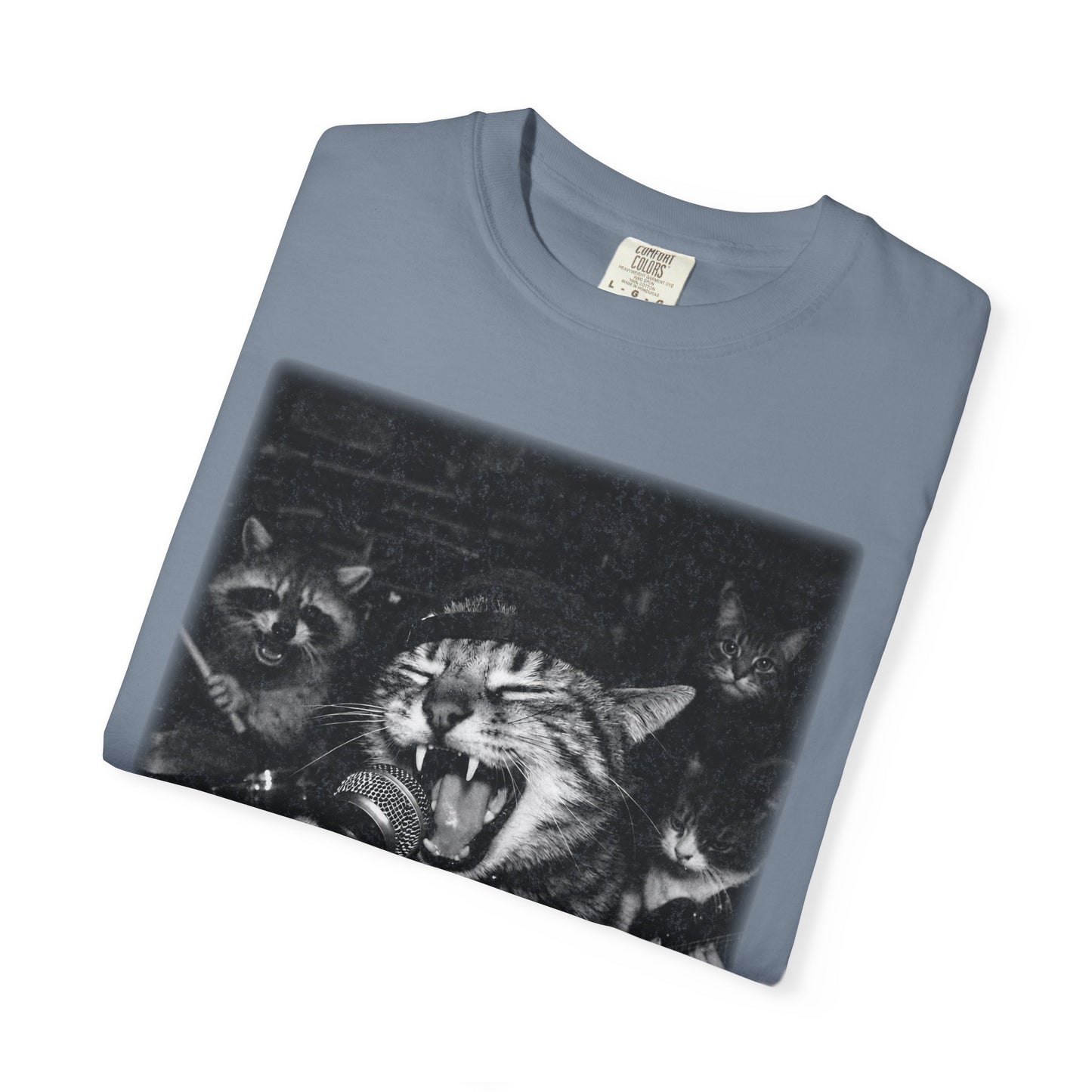 Garage Band Animals T-Shirt — 'Rocking Out' Cat & Squirrel Photorealistic Tee