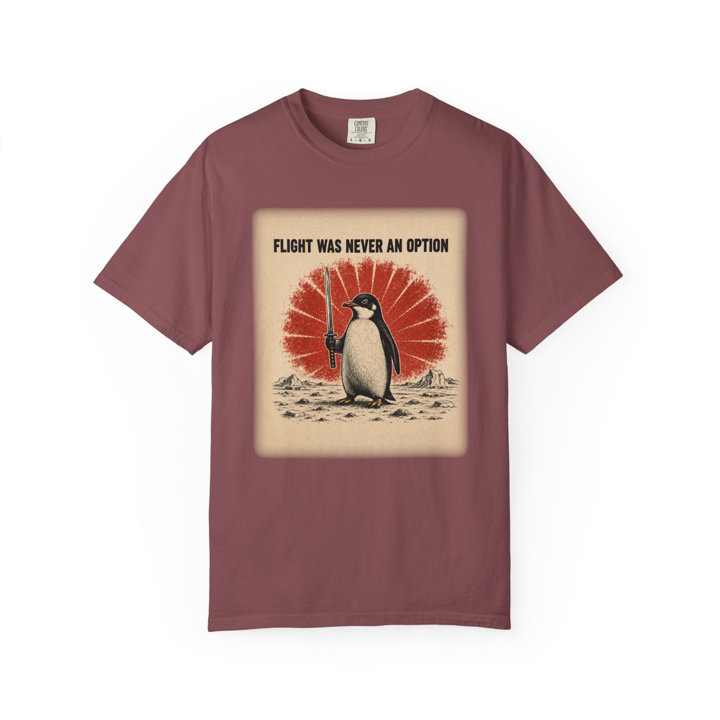 Flight Was Never an Option Penguin Shirt | Funny Warrior Penguin Graphic Tee | Vintage Comfort Colors® T-Shirt