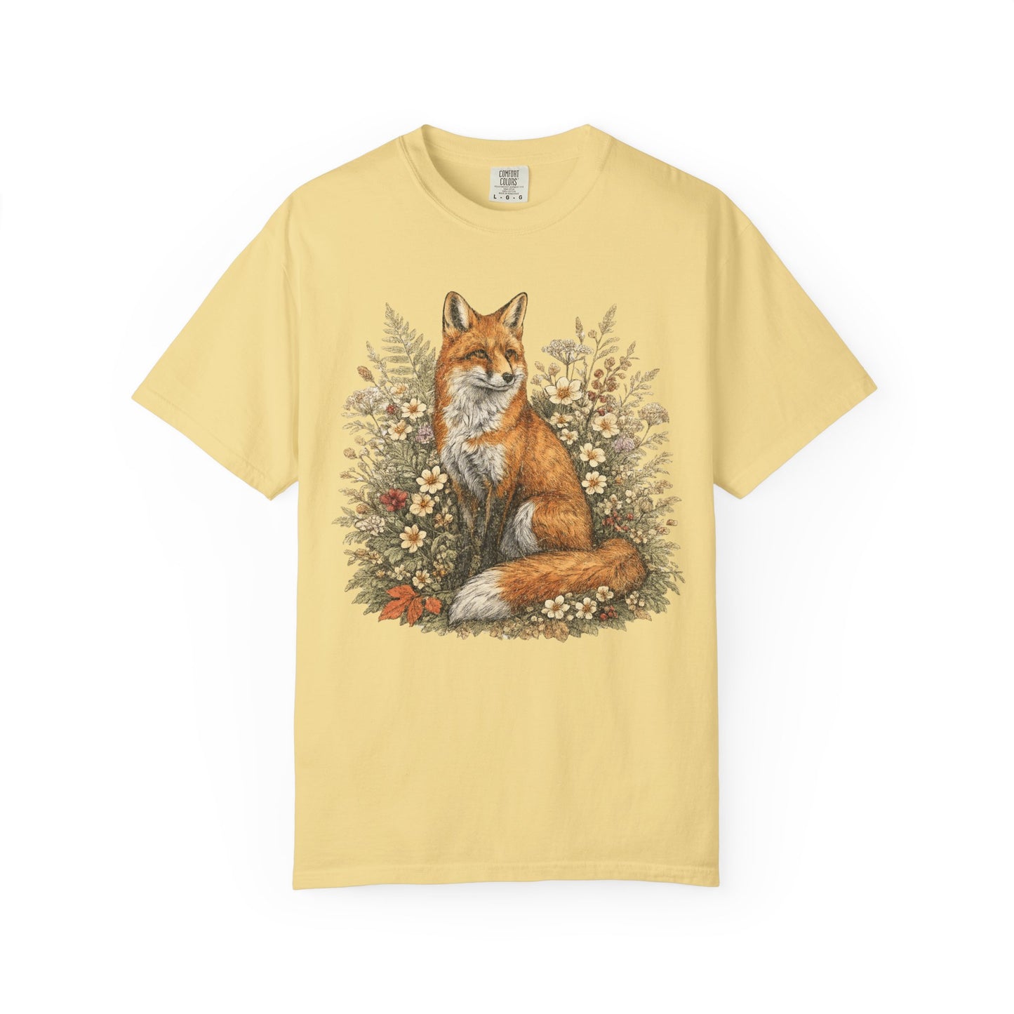 Vintage Fox & Wildflower Botanical Woodland Wldlife T-Shirt