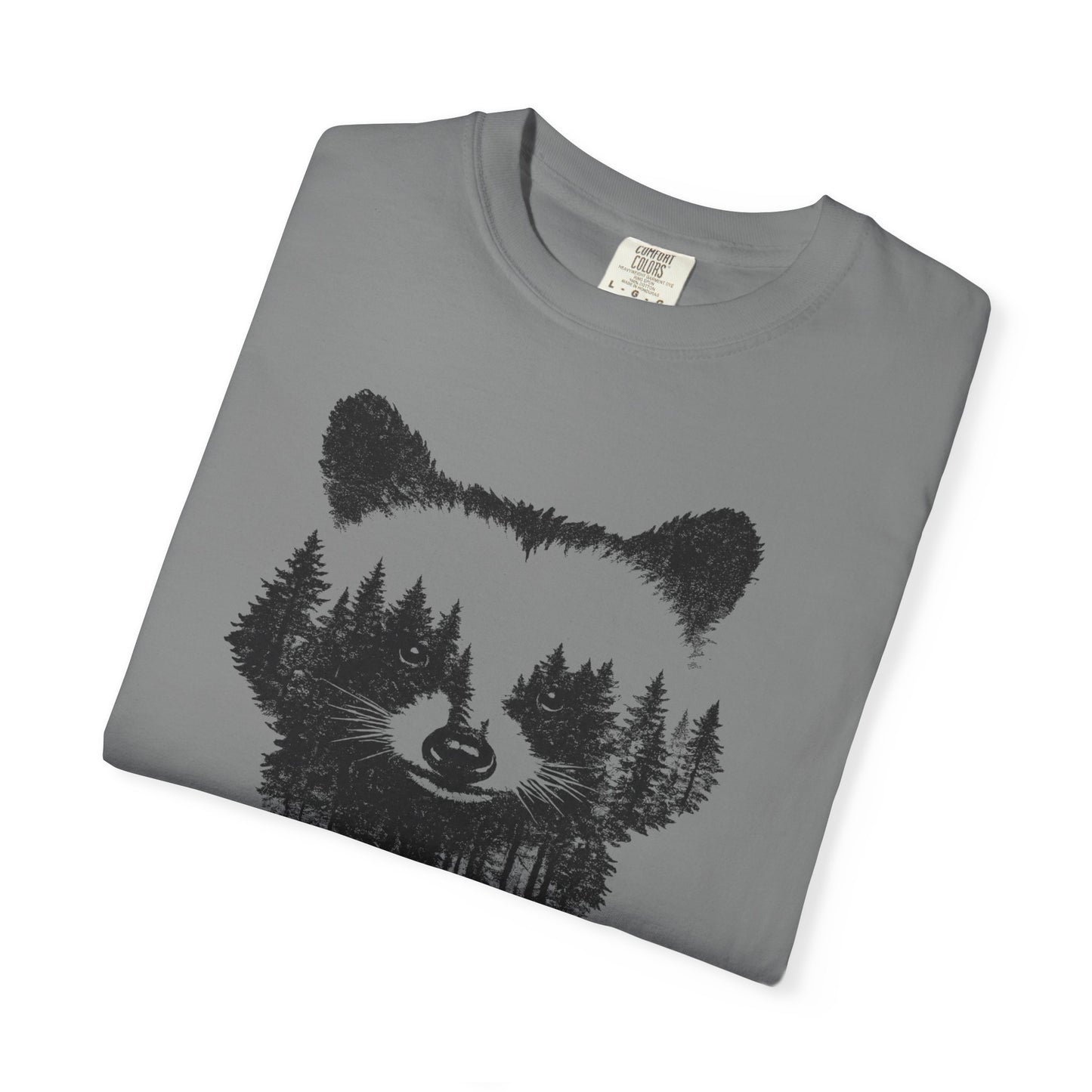 Woodland Raccoon Silhouette T-Shirt, Forest Wildlife Graphic Vintage Nature Tee