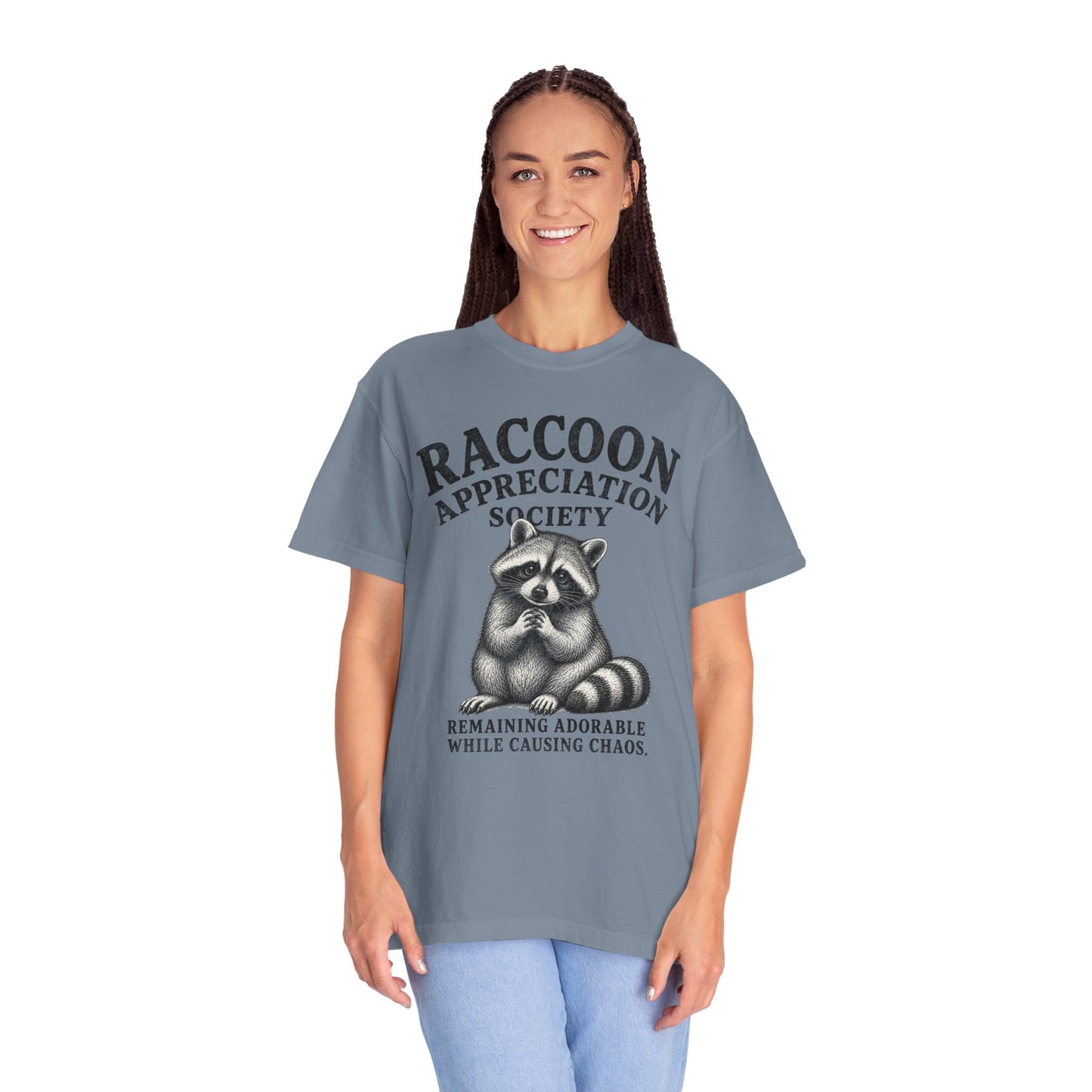 Raccoon Appreciation Society T-Shirt — "Remaining Adorable While Causing Chaos" Funny Cute Trash Panda Tee