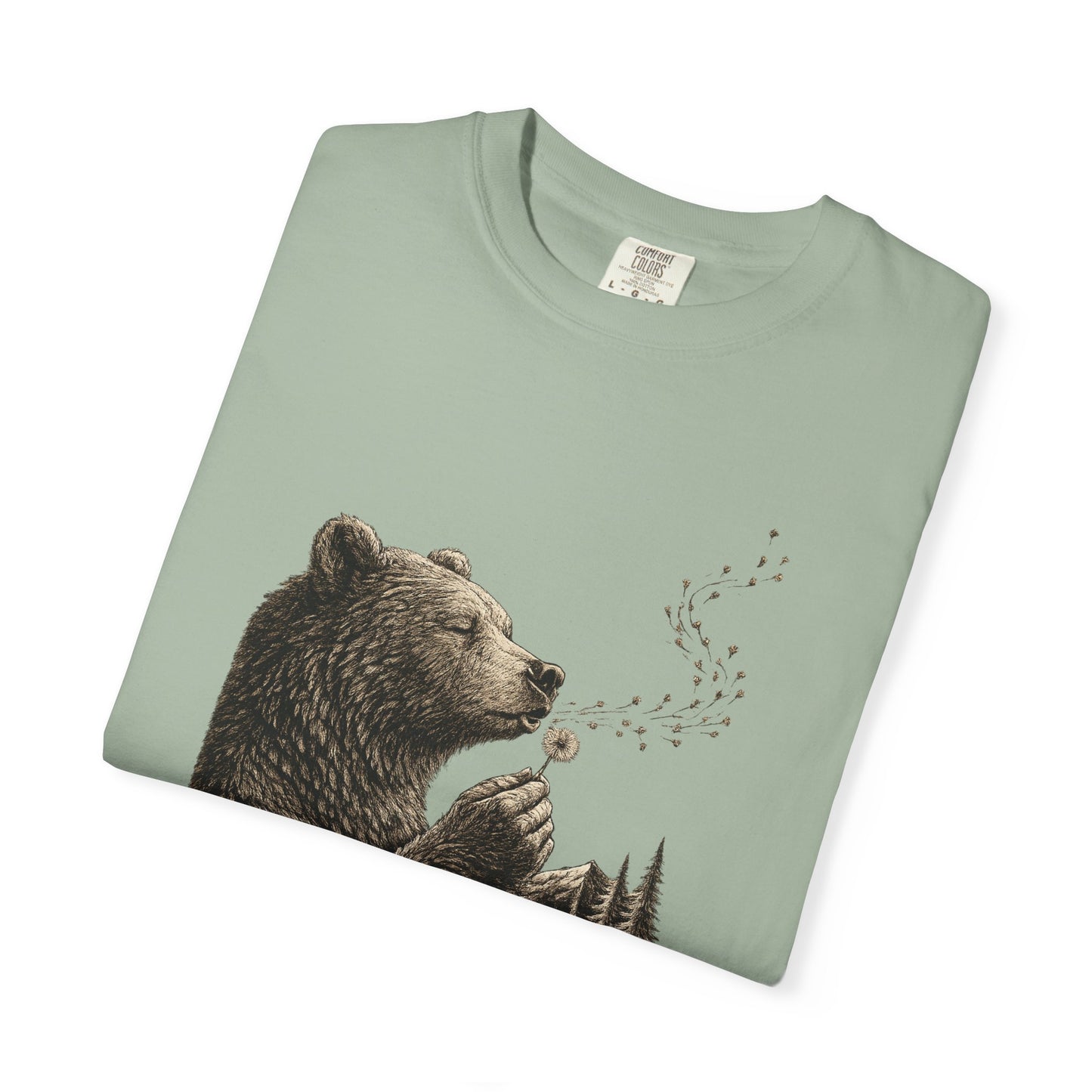 Bear Blowing Dandelion T-Shirt — Outdoor Enthusiast Woodland Nature Graphic Tee