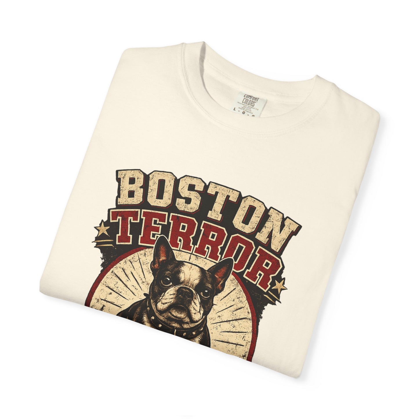 Boston TERROR Retro Boston Terrier T-Shirt — Built Like a Potato, Powered by Chaos