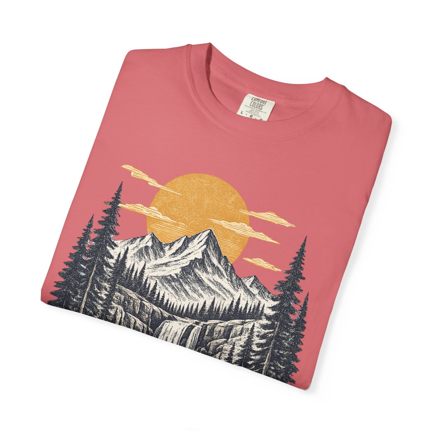 Mountain Sunset T-Shirt — Scenic Wilderness River Graphic Tee