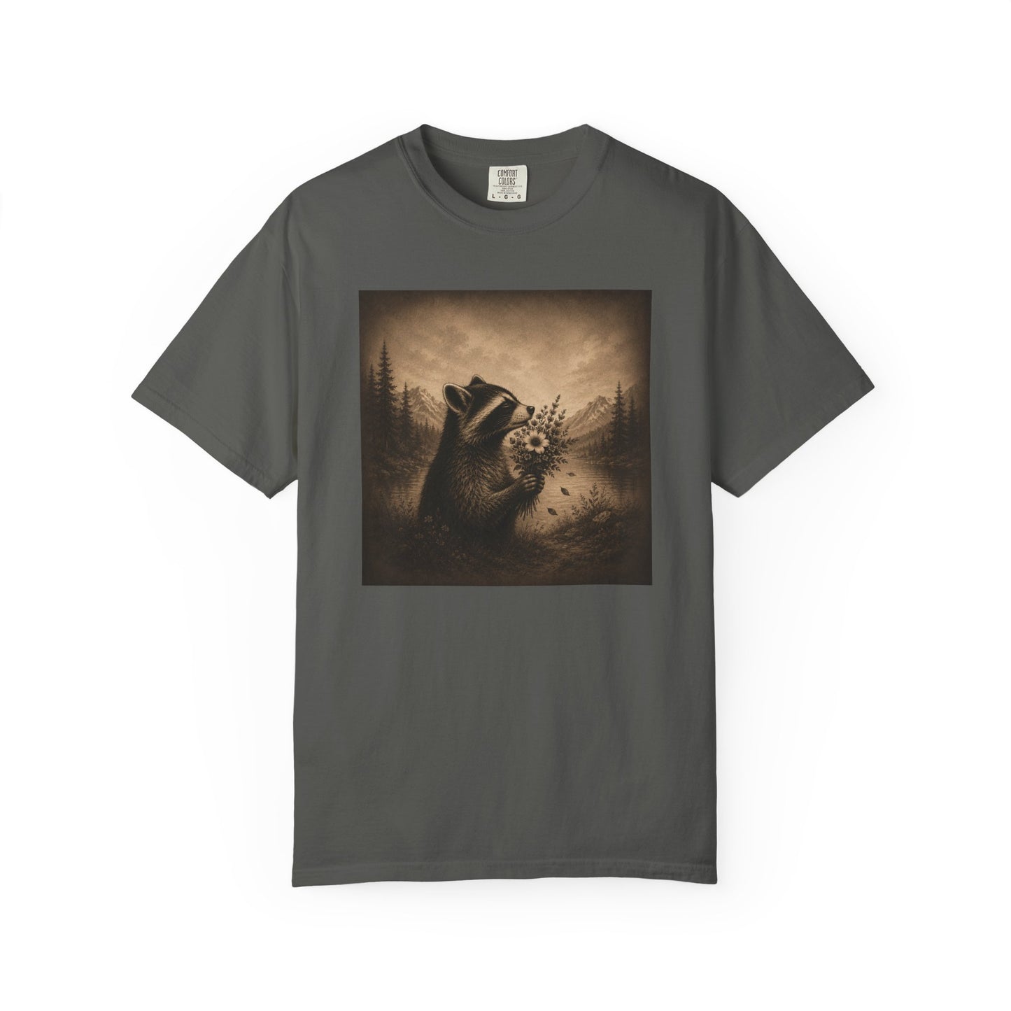 Raccoon with Roses Vintage T-Shirt — Moody Distressed Art