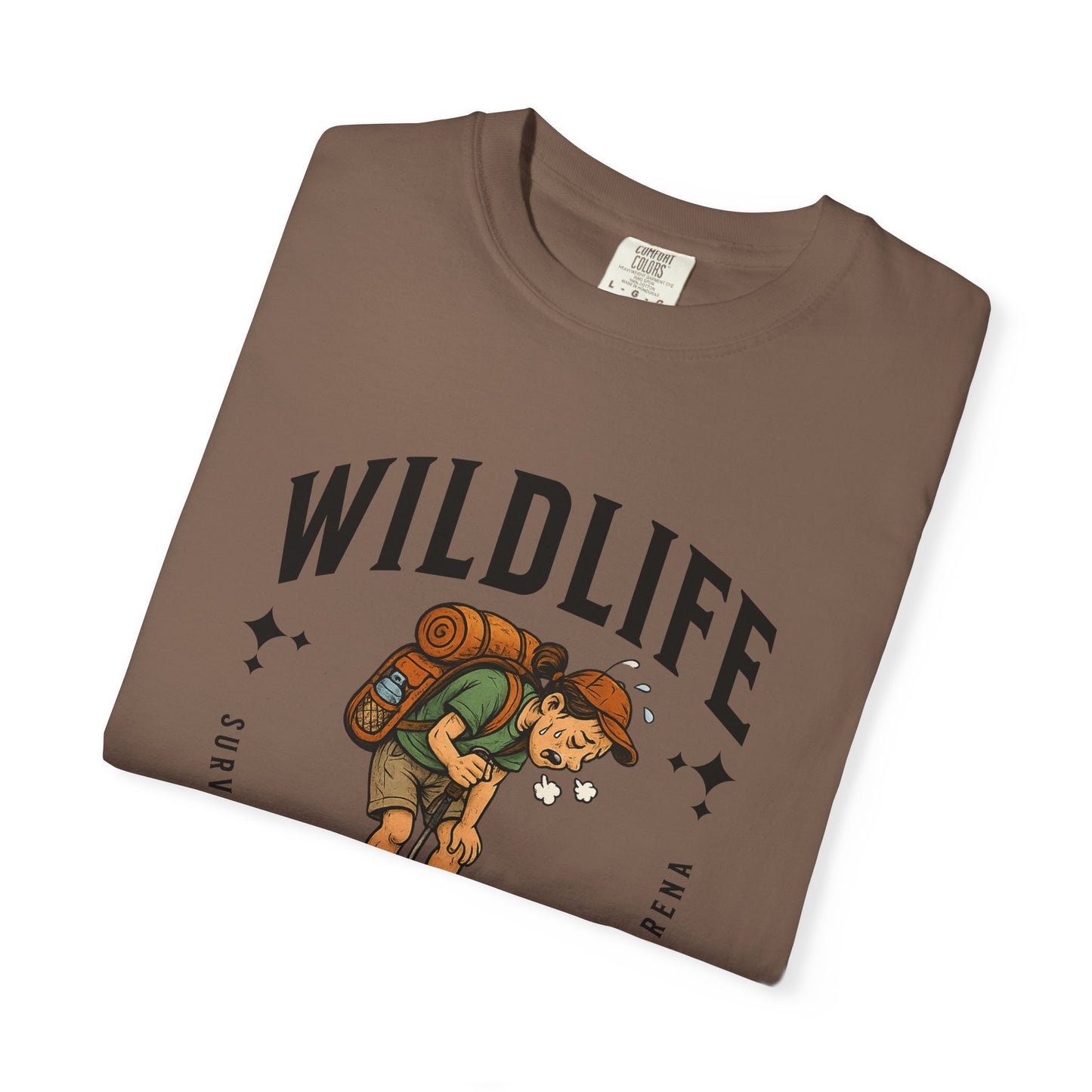 WILDLIFE Camp Shirt — "Survival of the Fittest in Nature's Arena" Funny Hiking Outdoors Tee