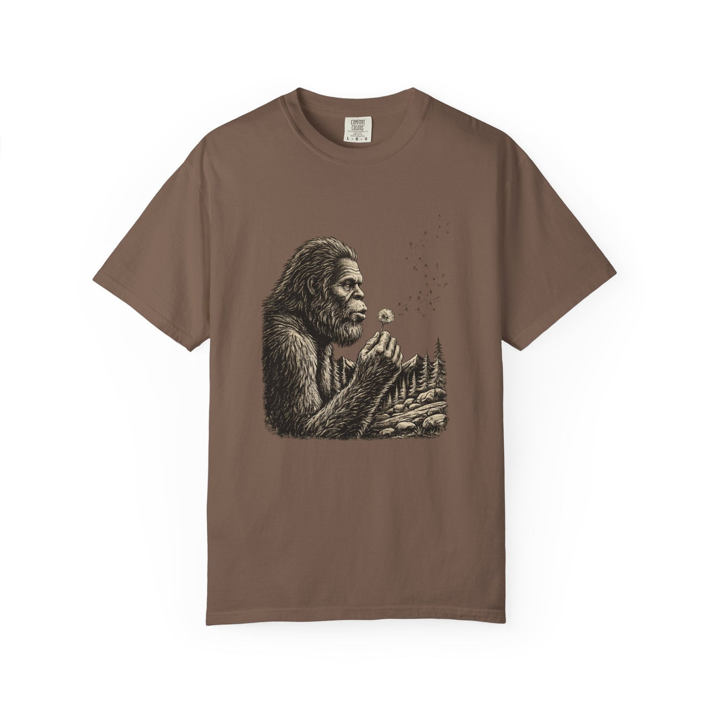 Peaceful Sasquatch Making a Wish Dandelion Vintage T-Shirt
