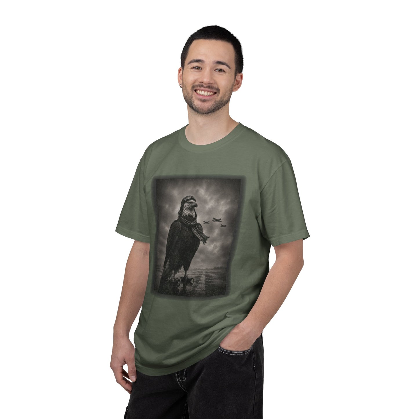 Vintage Distressed Eagle Aviator T-Shirt | WWII-Inspired Pilot Eagle Graphic Tee | Unisex Comfort Colors Shirt