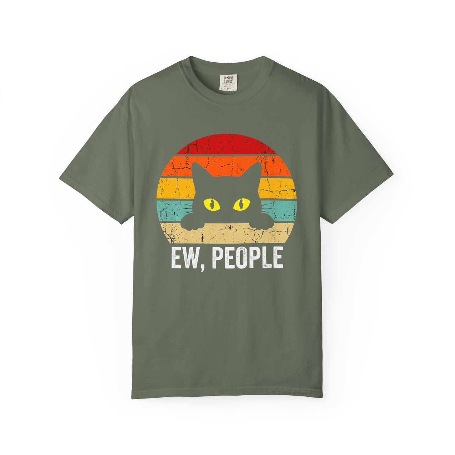 Ew, People Cat T-Shirt — Retro Sunset Graphic for Introverts & Cat Lovers