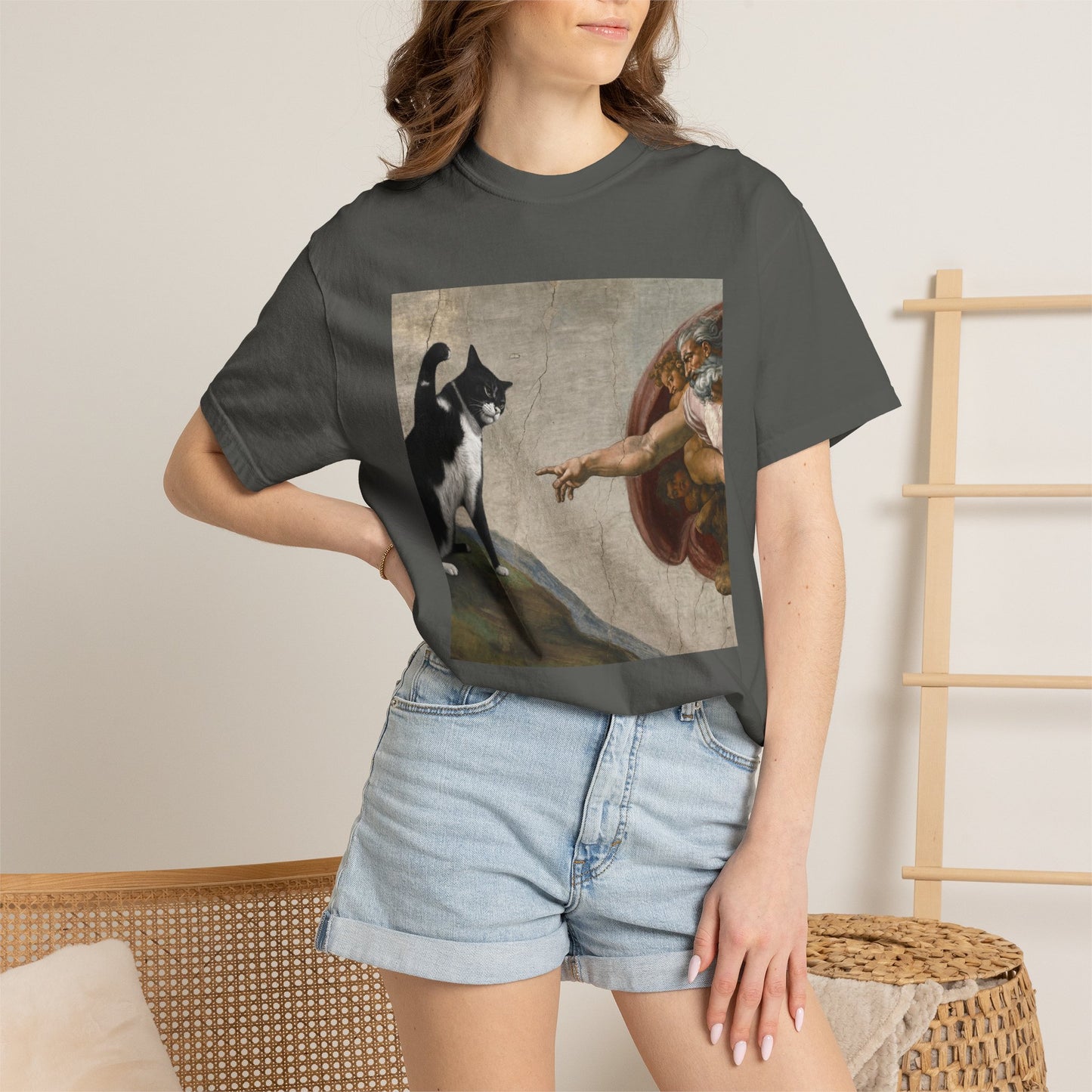 The Creation of Cat - Renaissance Parody T-Shirt
