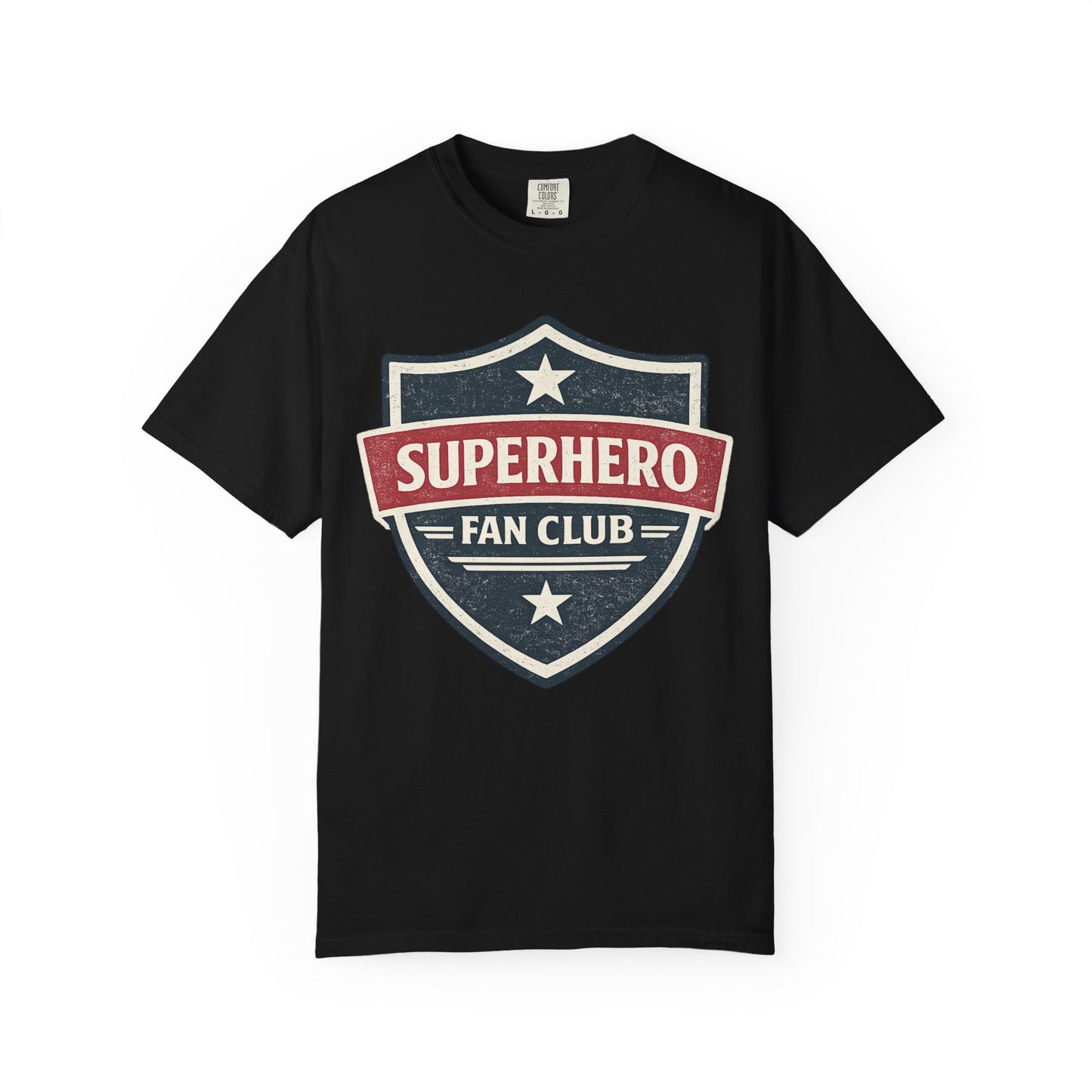 Superhero Fan Club Retro Shield T-Shirt Vintage Comic Graphic Tee