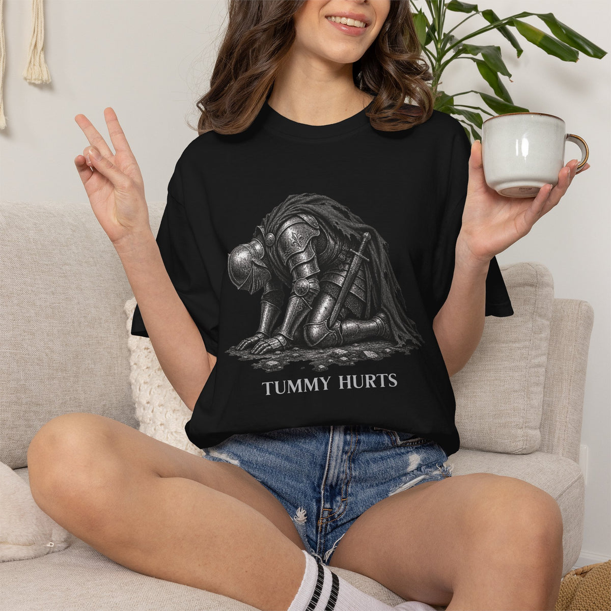 Tummy Hurts Medieval Knight Funny Fantasy Shirt