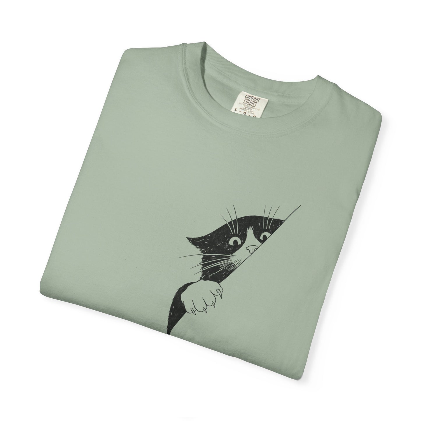 Peekaboo Cat T-Shirt — Minimalist 'Is It Safe?' Cat Lover Tee