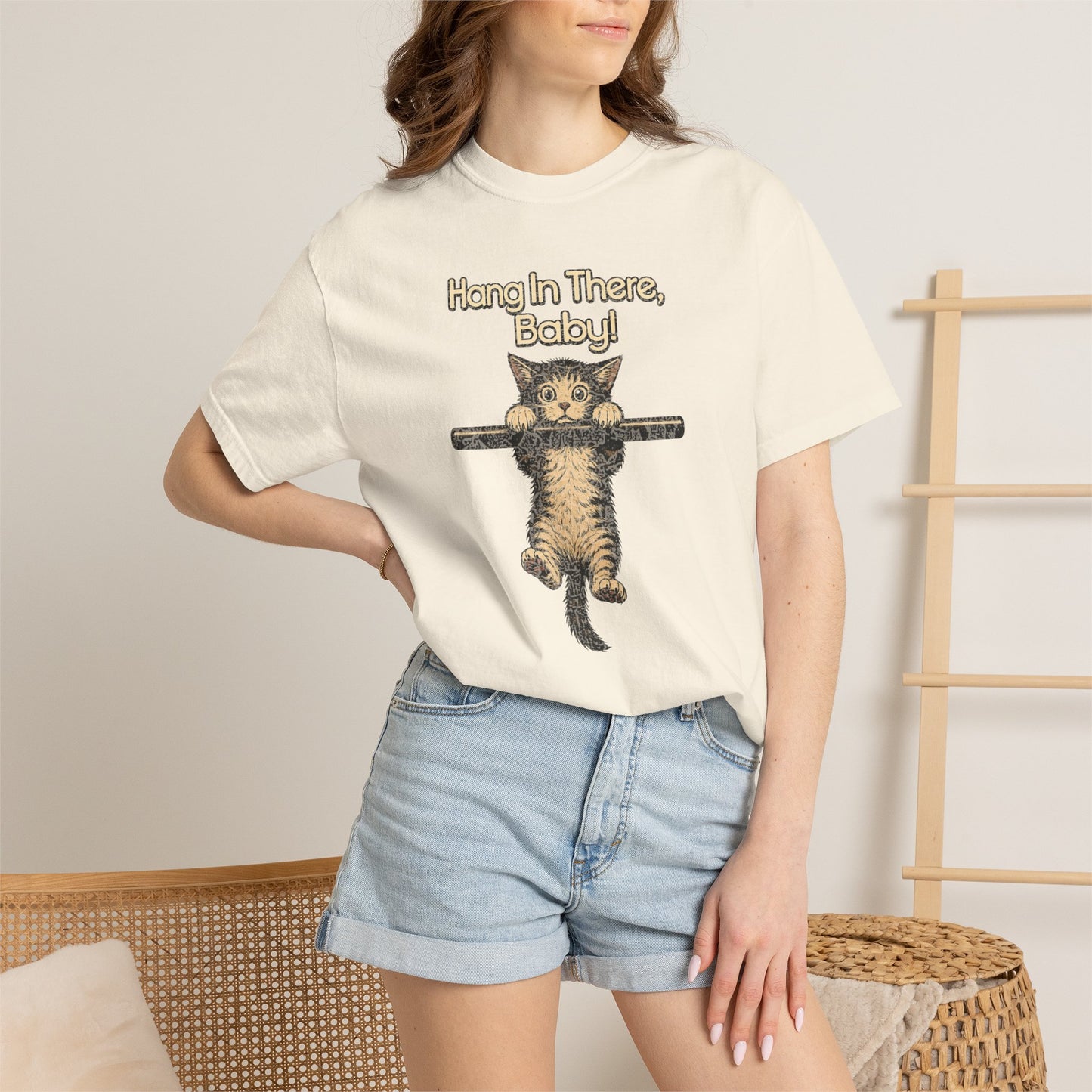 Hang In There Baby Shirt , Vintage Kitten Tee | Funny, Retro 70s Inspired Cat Shirt