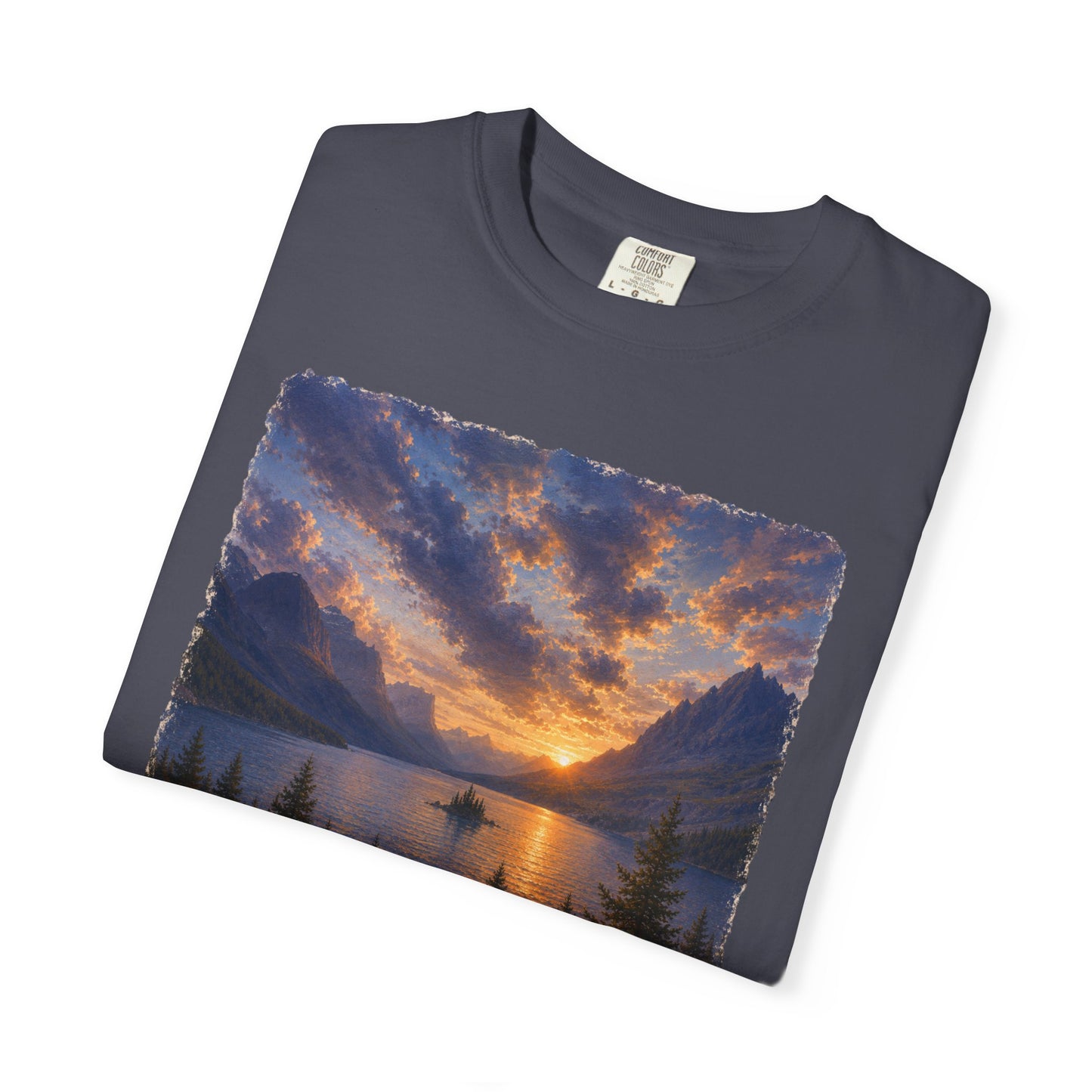 Glacier National Park Vintage Montana Landscape Sunset Scenic Wild Goose Island T-Shirt