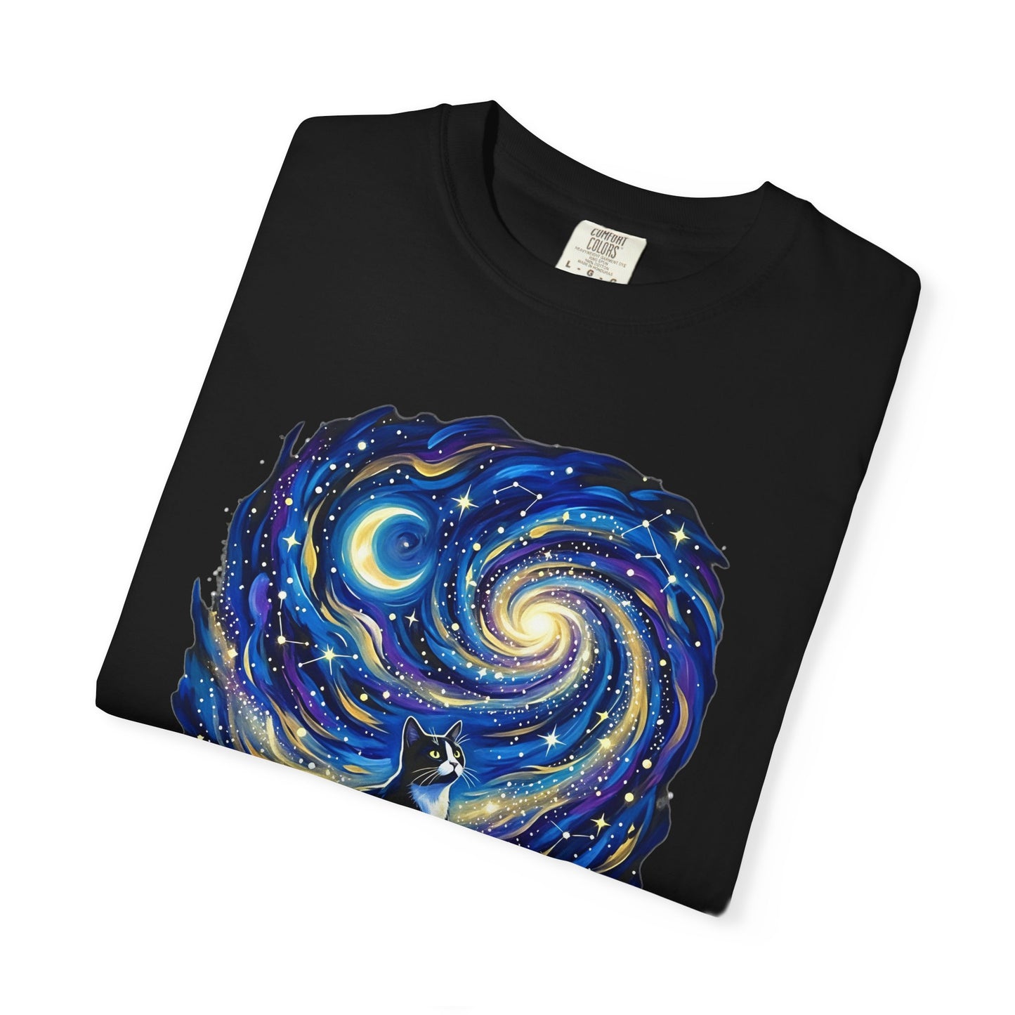 Purry Night Celestial Cat Shirt | Starry Night Cat Graphic T-Shirt