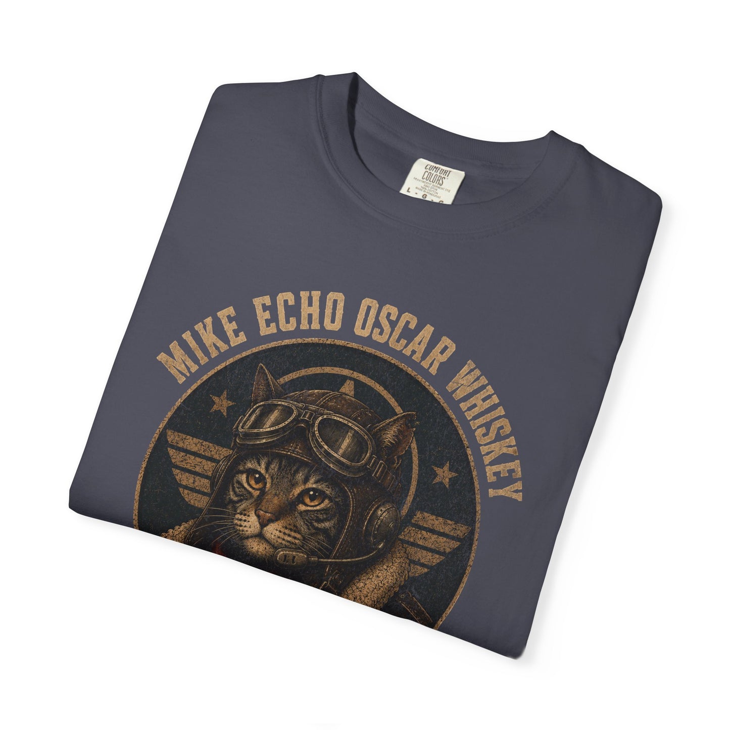Mike Echo Oscar Whiskey Shirt | Funny Pilot Cat Tee | Aviation Humor T-Shirt | Vintage Graphic Cat Shirt