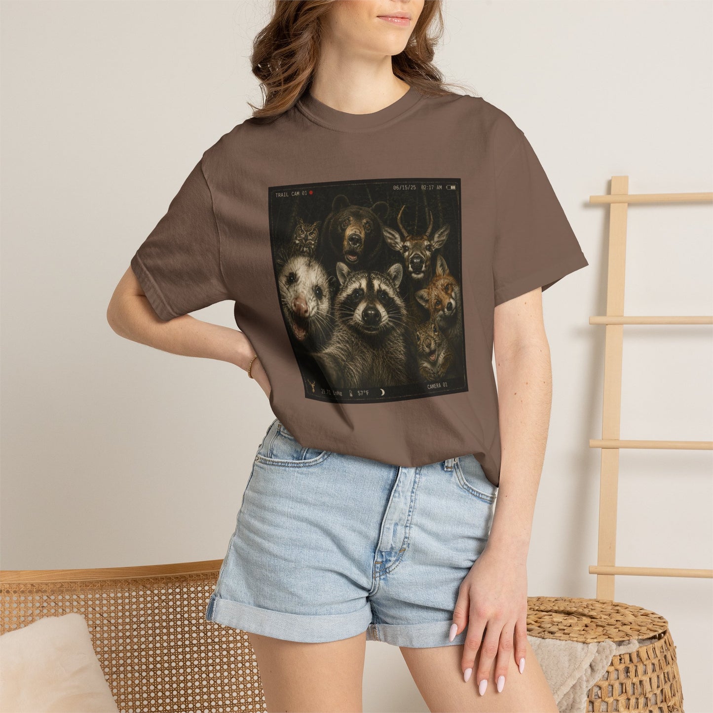 Trail Cam Animals T-Shirt — Funny Forest Wildlife Photo Tee