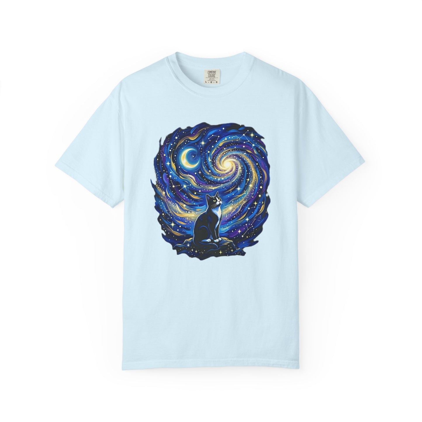 Purry Night Celestial Cat Shirt | Starry Night Cat Graphic T-Shirt