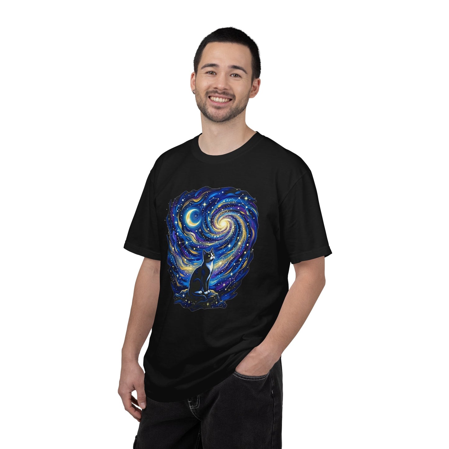 Purry Night Celestial Cat Shirt | Starry Night Cat Graphic T-Shirt