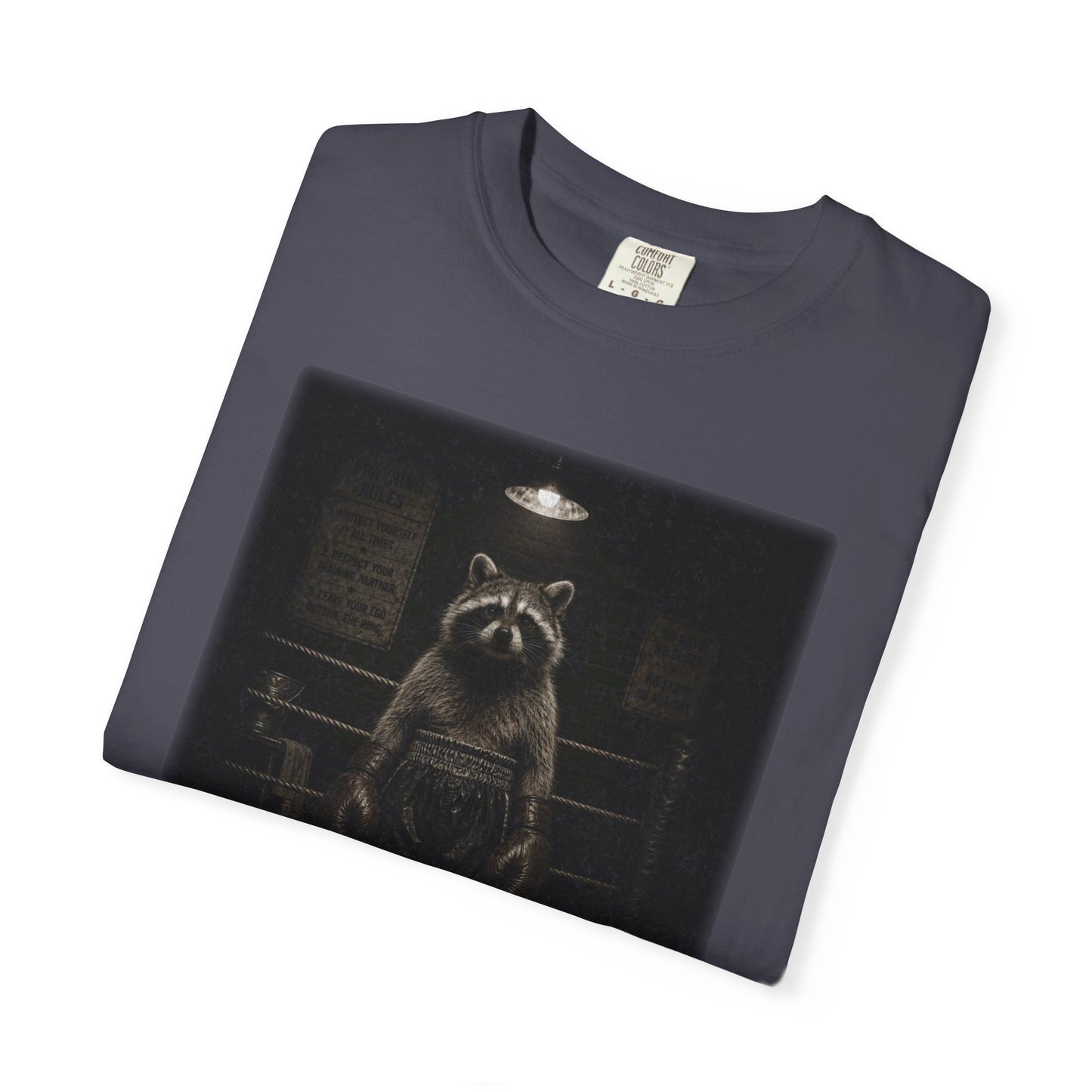 Raccoon Boxer T-Shirt | Fighting the Chaos | Vintage Animal Graphic Tee | Unisex Comfort Colors Shirt