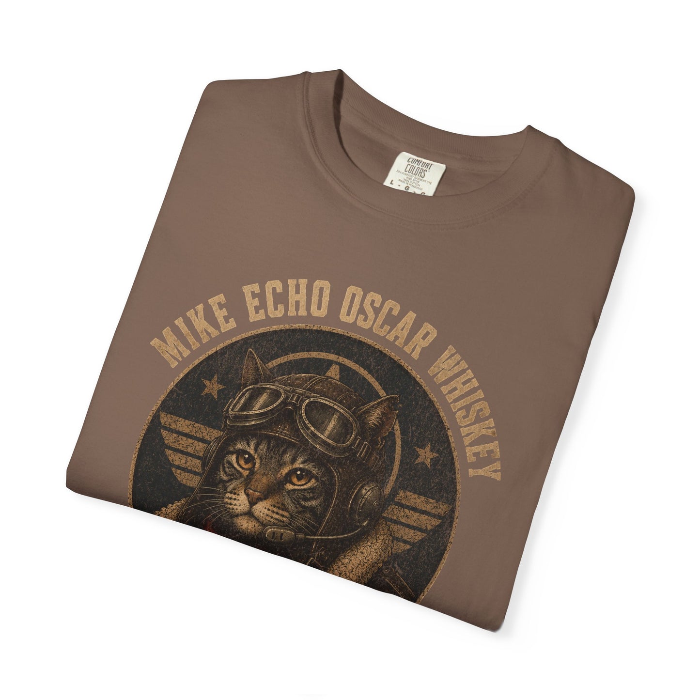 Mike Echo Oscar Whiskey Shirt | Funny Pilot Cat Tee | Aviation Humor T-Shirt | Vintage Graphic Cat Shirt
