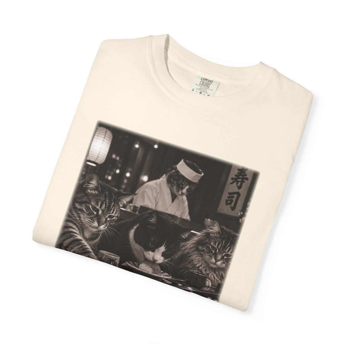 Cats at a Sushi Bar Shirt - Funny Vintage Japanese Sushi Bar Photo Tee