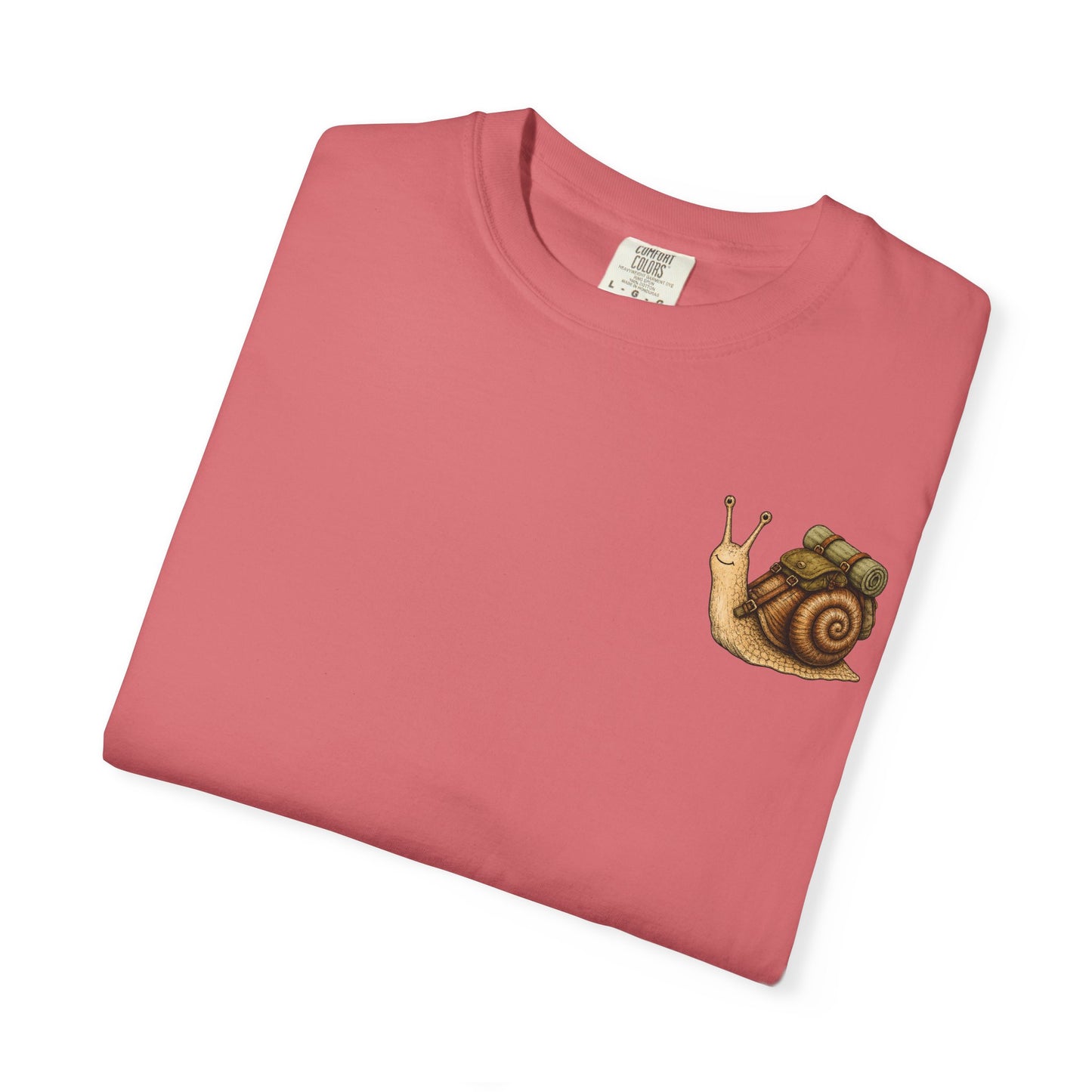 Snail Pocket T-Shirt — Cute Minimal Animal Slow Adventure Graphic Tee