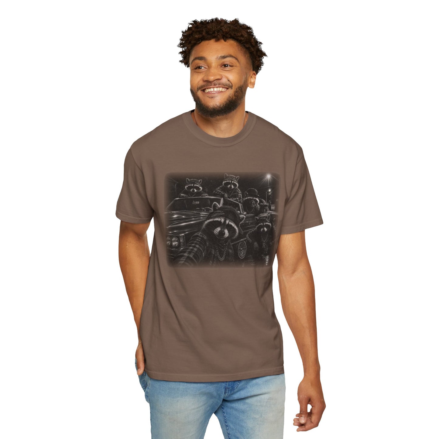 Gangsta Raccoons in 70s Lincoln Convertible T-Shirt
