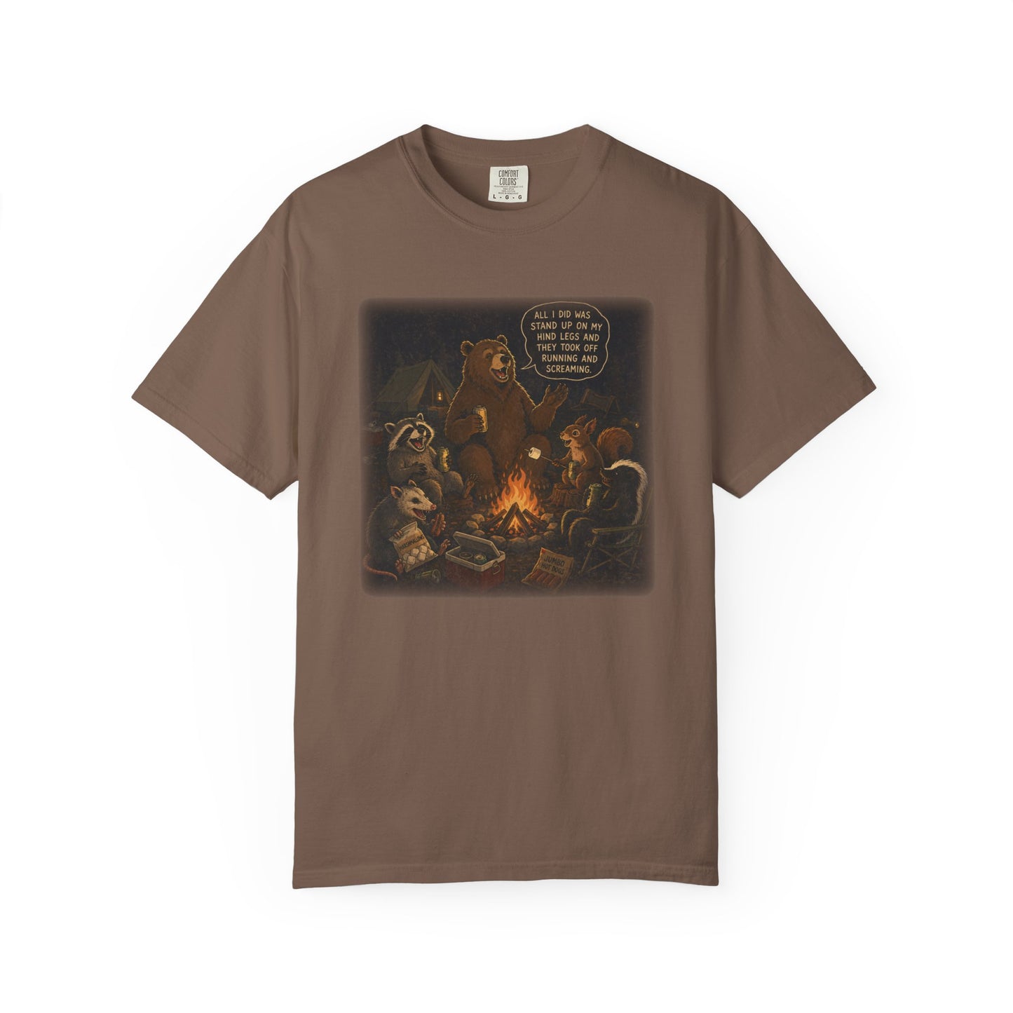 Campfire Criminals | Funny Camping Bear & Raccoon Shirt | Woodland Animals Campfire Tee | Cozy Outdoors Graphic Tee