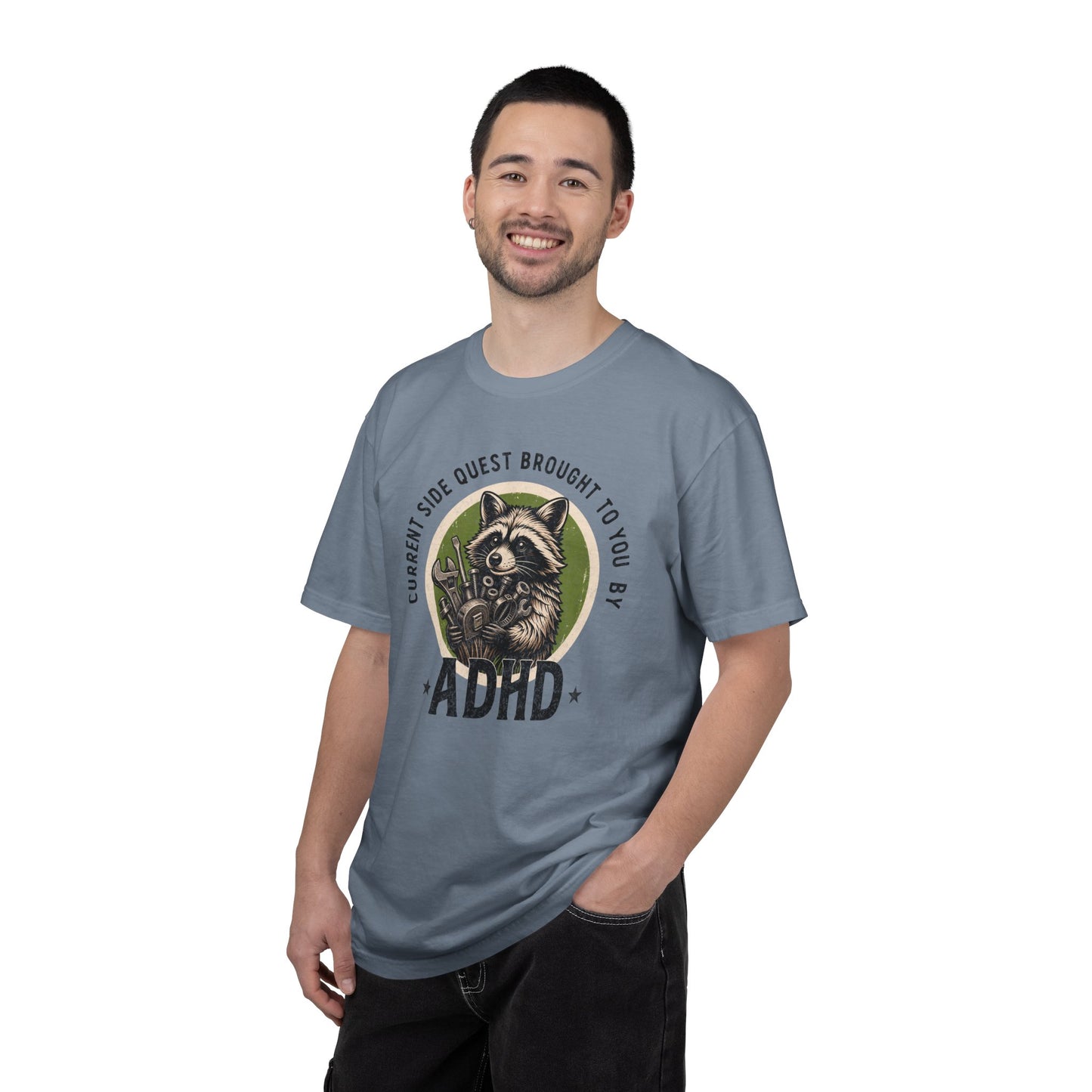 Distressed Current Side Quest Brought to You by ADHD Shirt, Funny Neurodivergent Humor Animal Tee